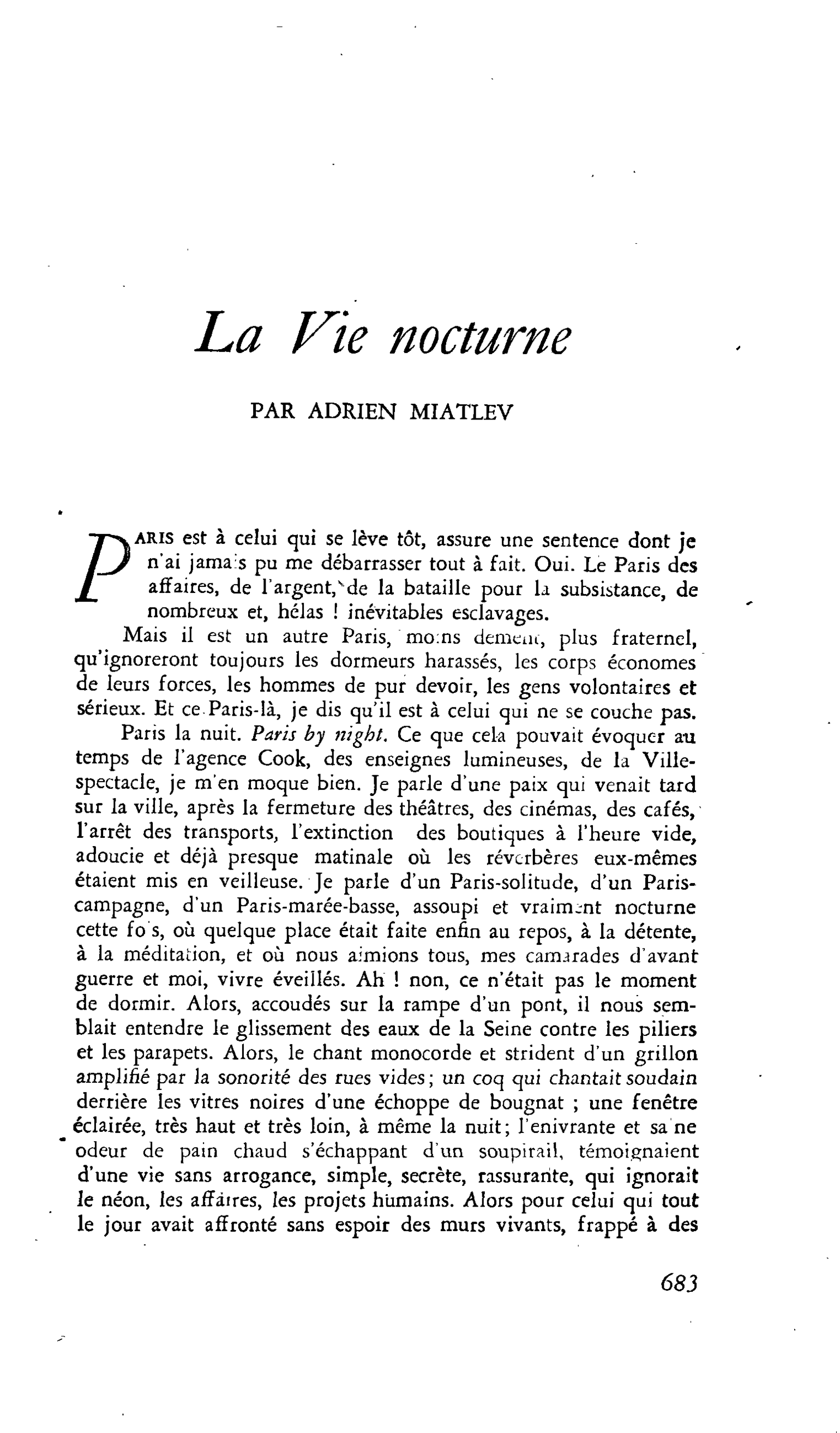 La Vie nocturne