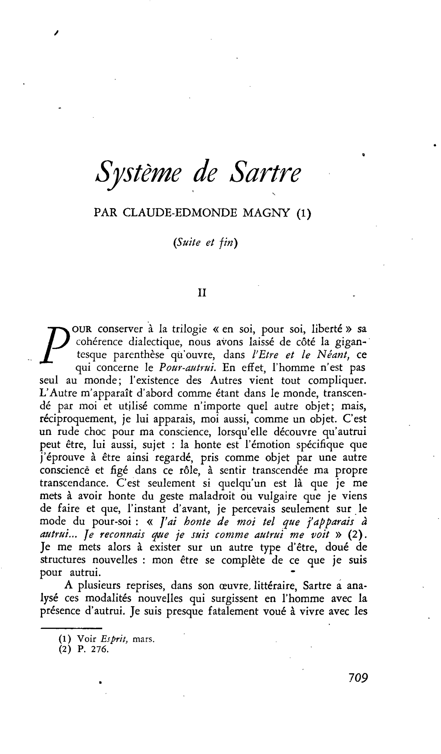 Système de Sartre (suite et fin)