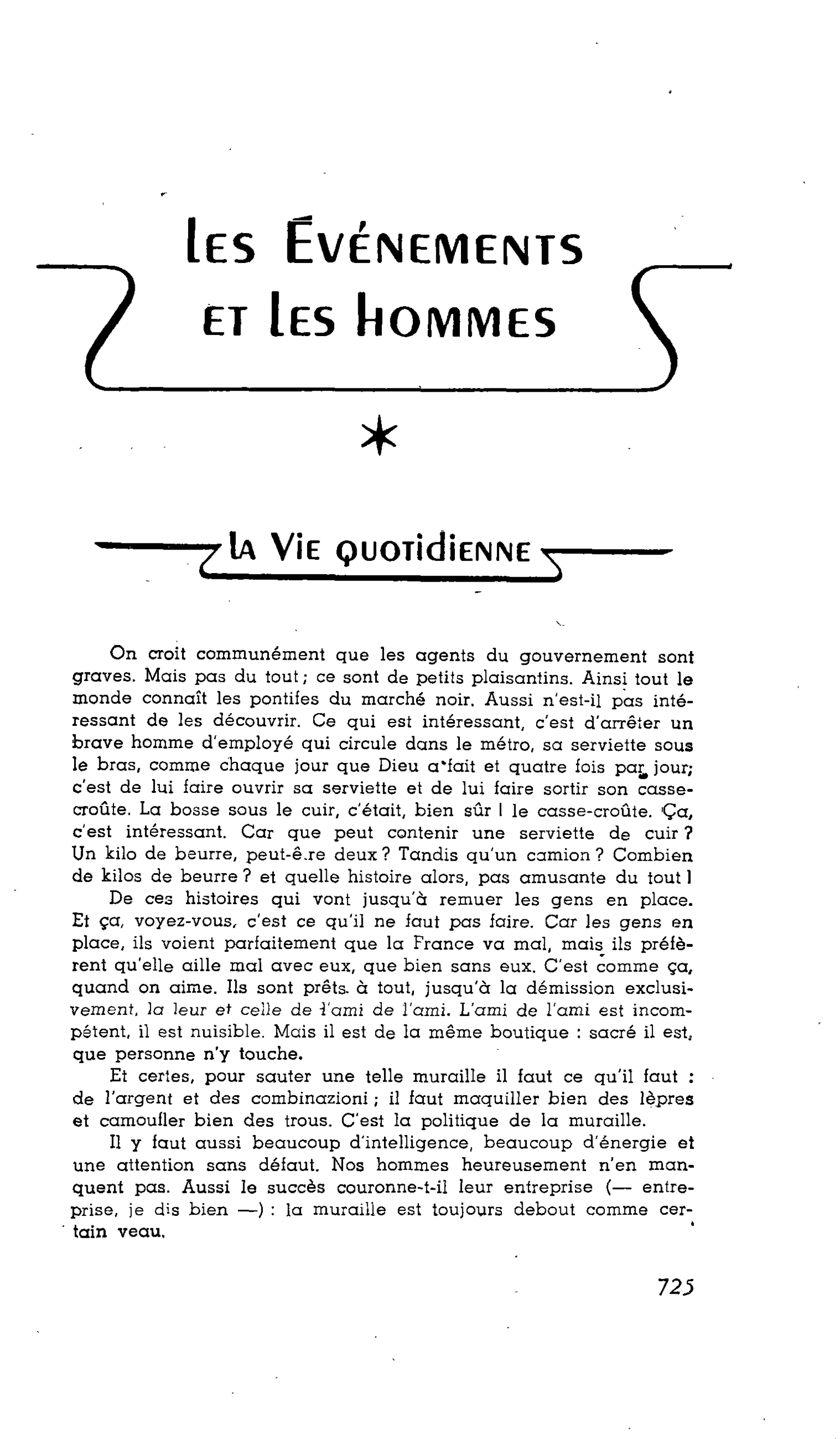 LA VIE QUOTIDIENNE