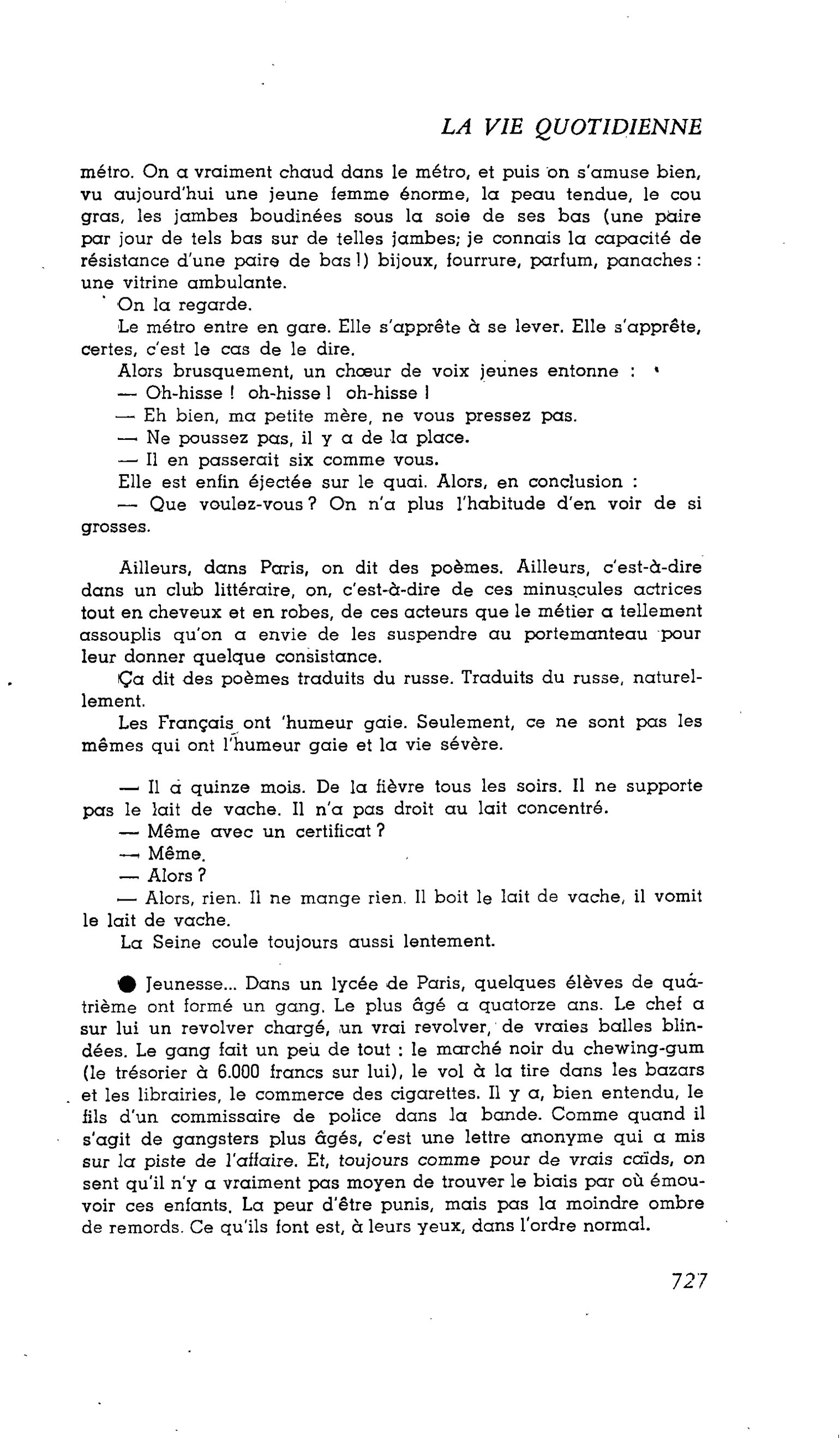 LA VIE QUOTIDIENNE : Jeunesse…