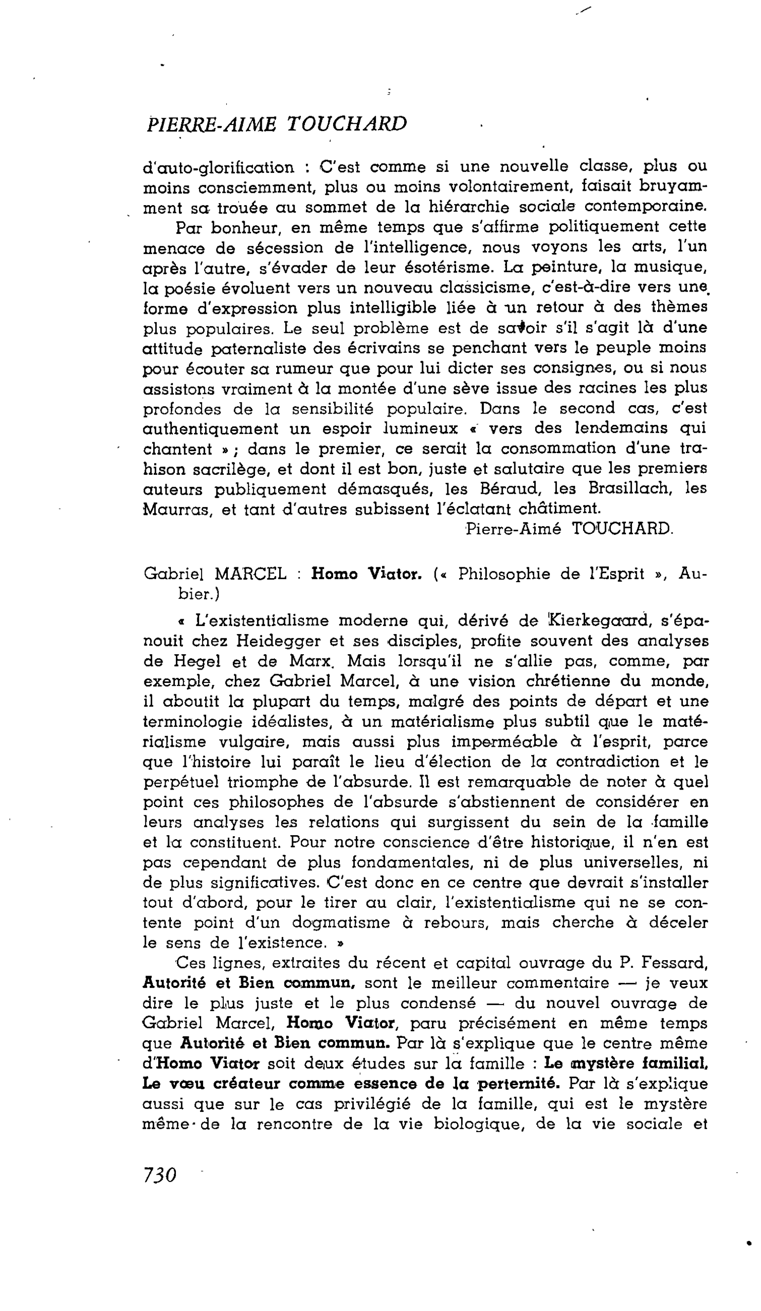 La pensée engagée: dictature des intellectuels ? Gabriel Marcel: Homo Viator
