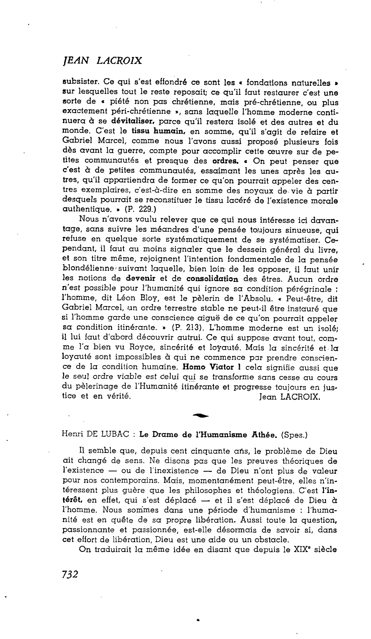 La pensée engagée: Dictature des intellectuels ? Henri De Lubac : Le drame de l’Humanisme Athée