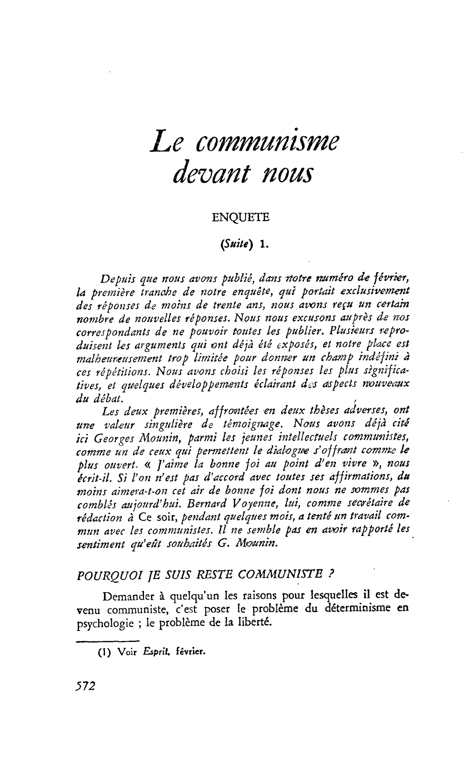 Le communisme devant nous : POURQUOI JE SUIS RESTE COMMUNISTE ?