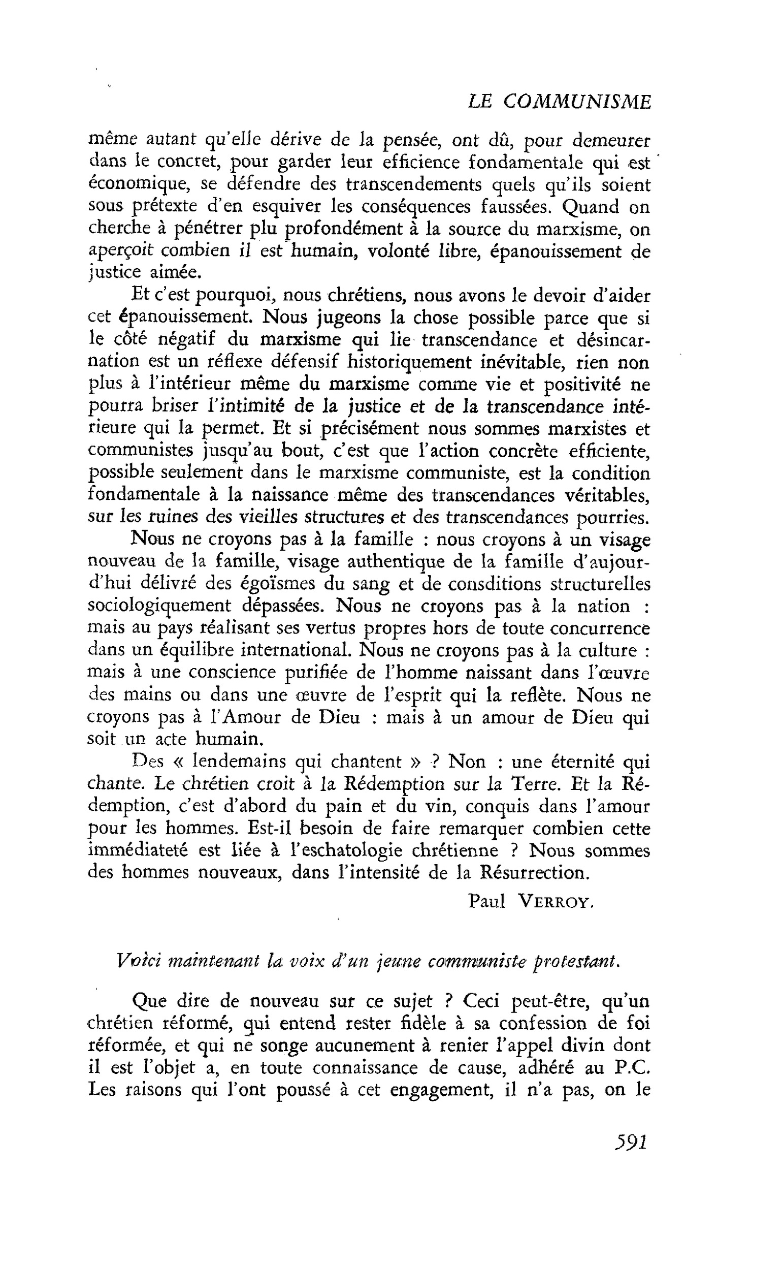 Le communisme devant nous : COMMUNISTES CHRETIENS