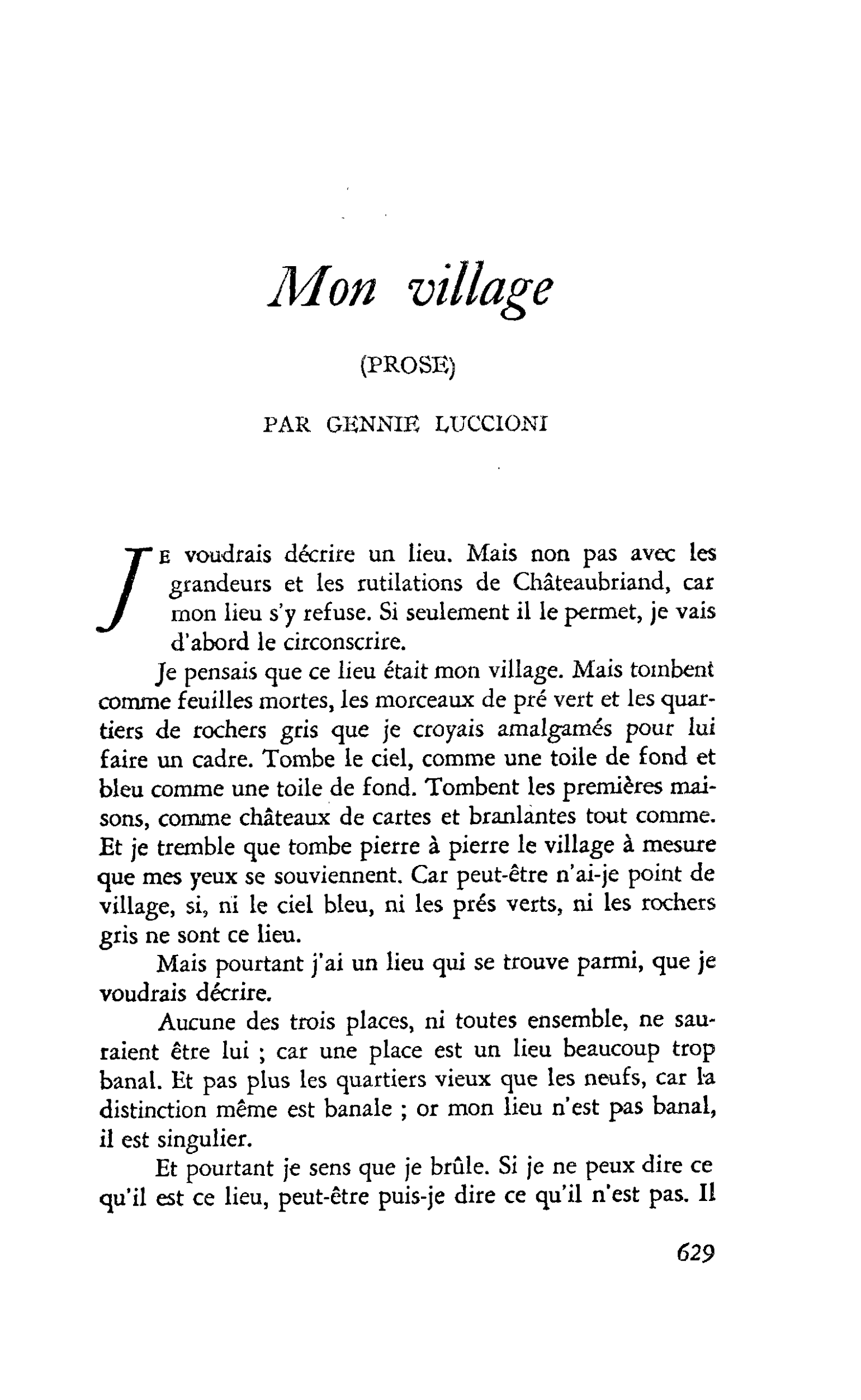 Mon village (PROSE)