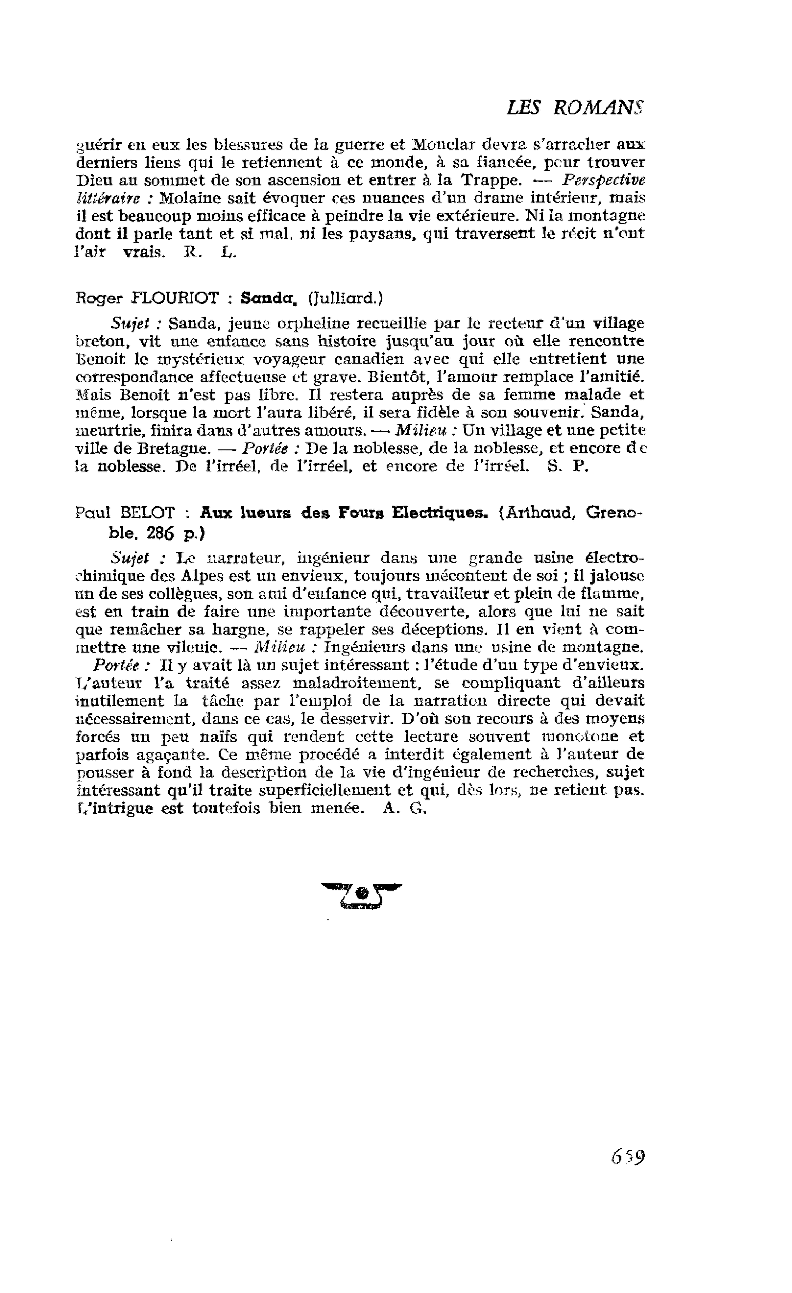 LES LETTRES. Roger FLOURIOT : Sanda