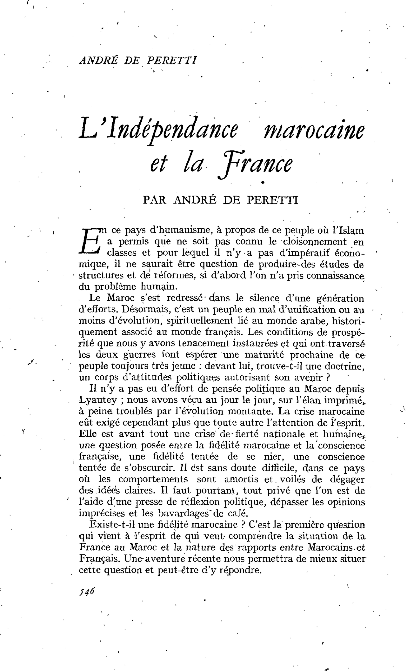 L’Indépendance marocaine et la France