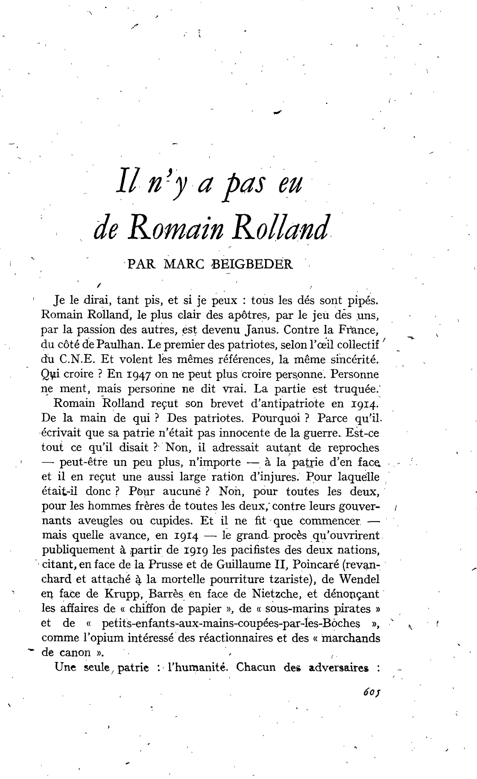 Il n’y a pas eu de Romain Rolland