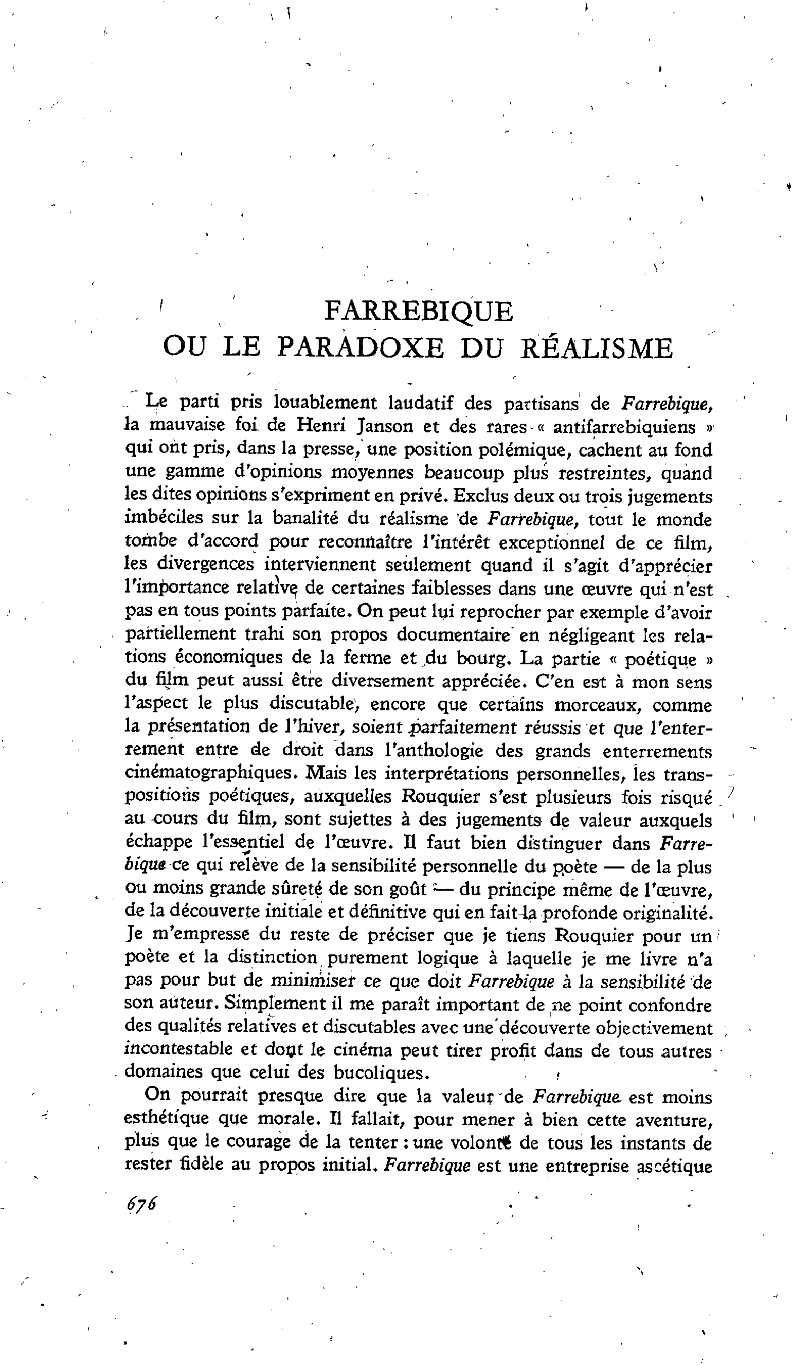 FARREBIQUE OU LE PARADOXE DU RÉALISME
