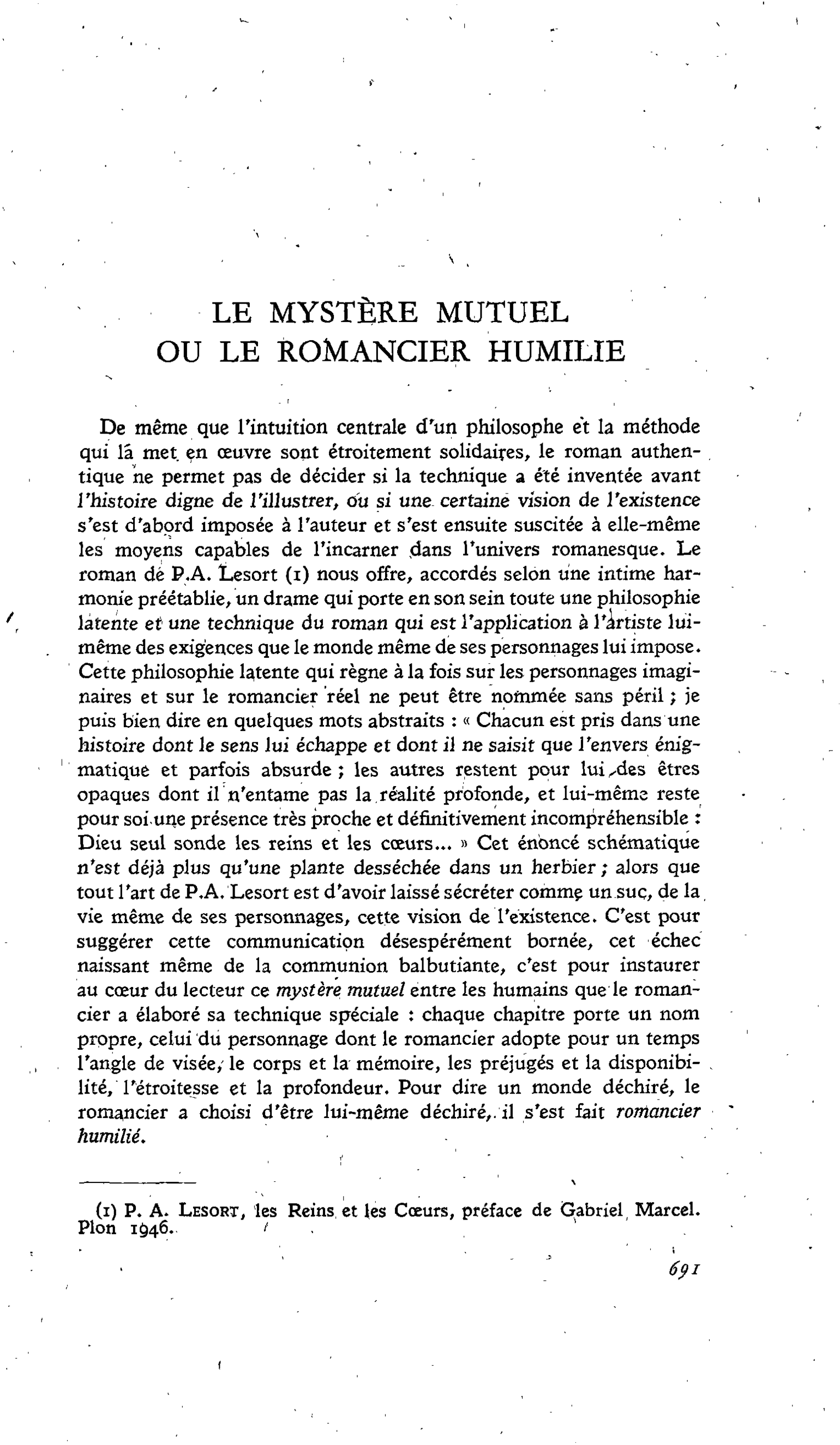 Le mystère mutuel ou le romancier humilié