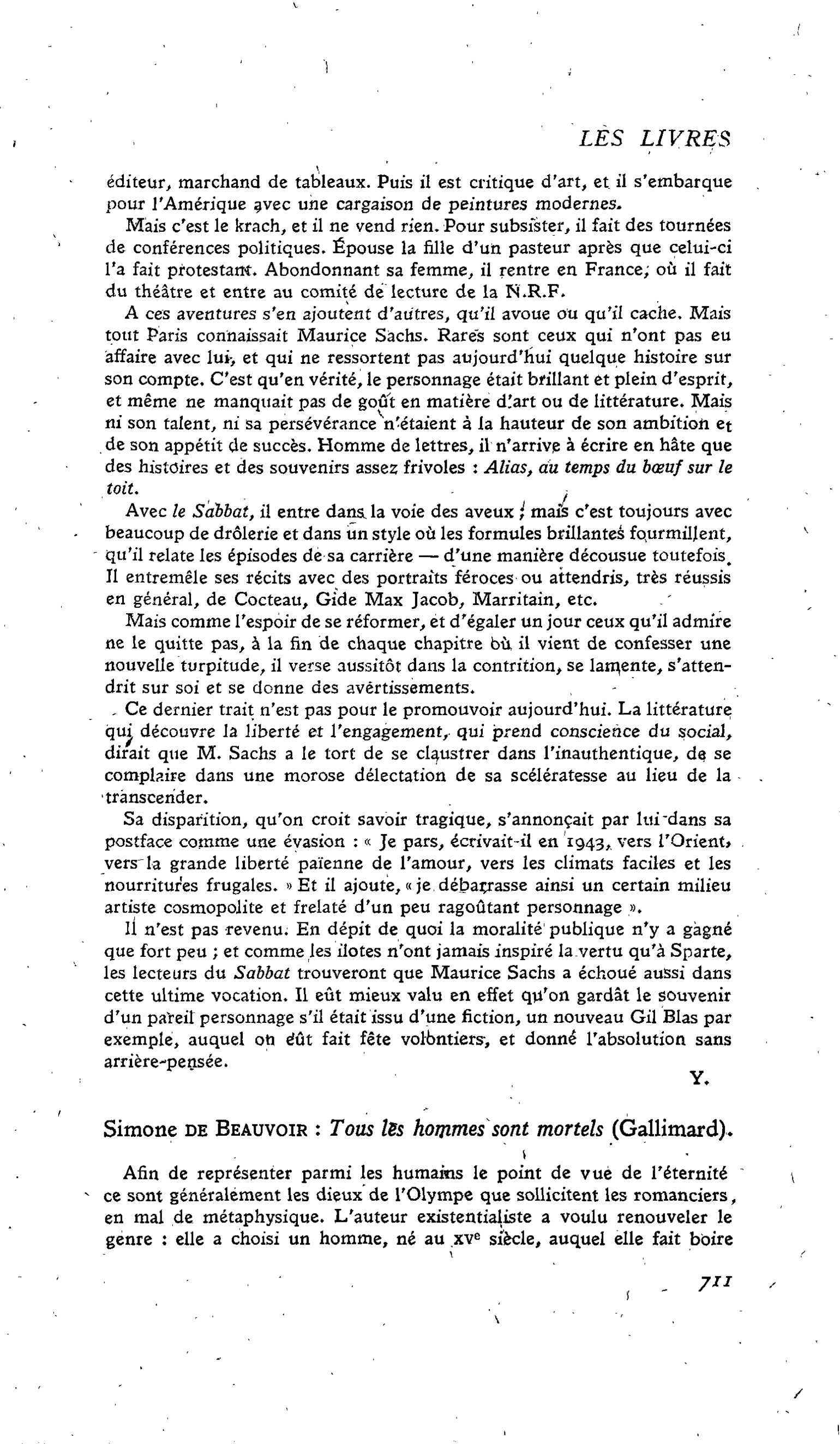 Simone de Beauvoir : Tous les hommes sont mortels