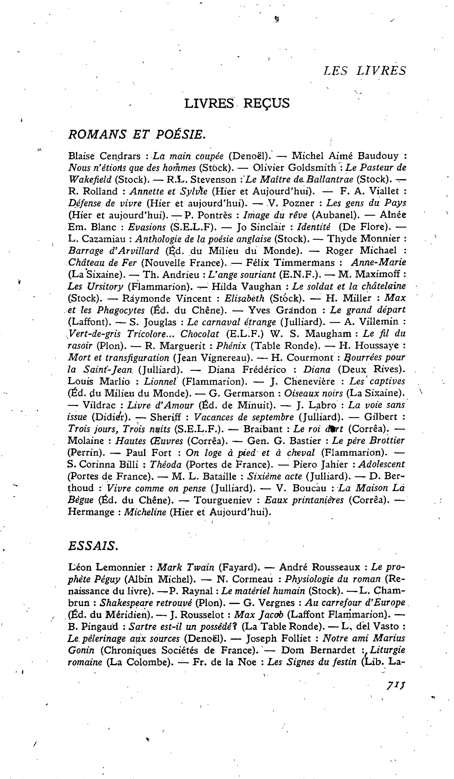 ROMANS ET POÉSIE