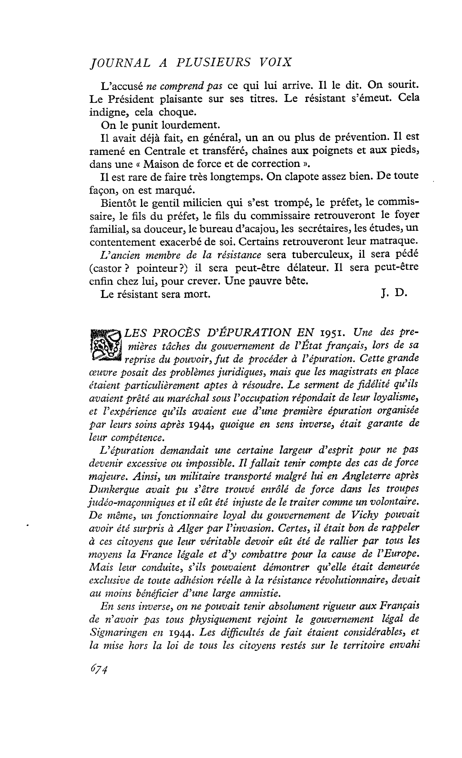 LES PROCÈS D’ÉPURATION EN 1951