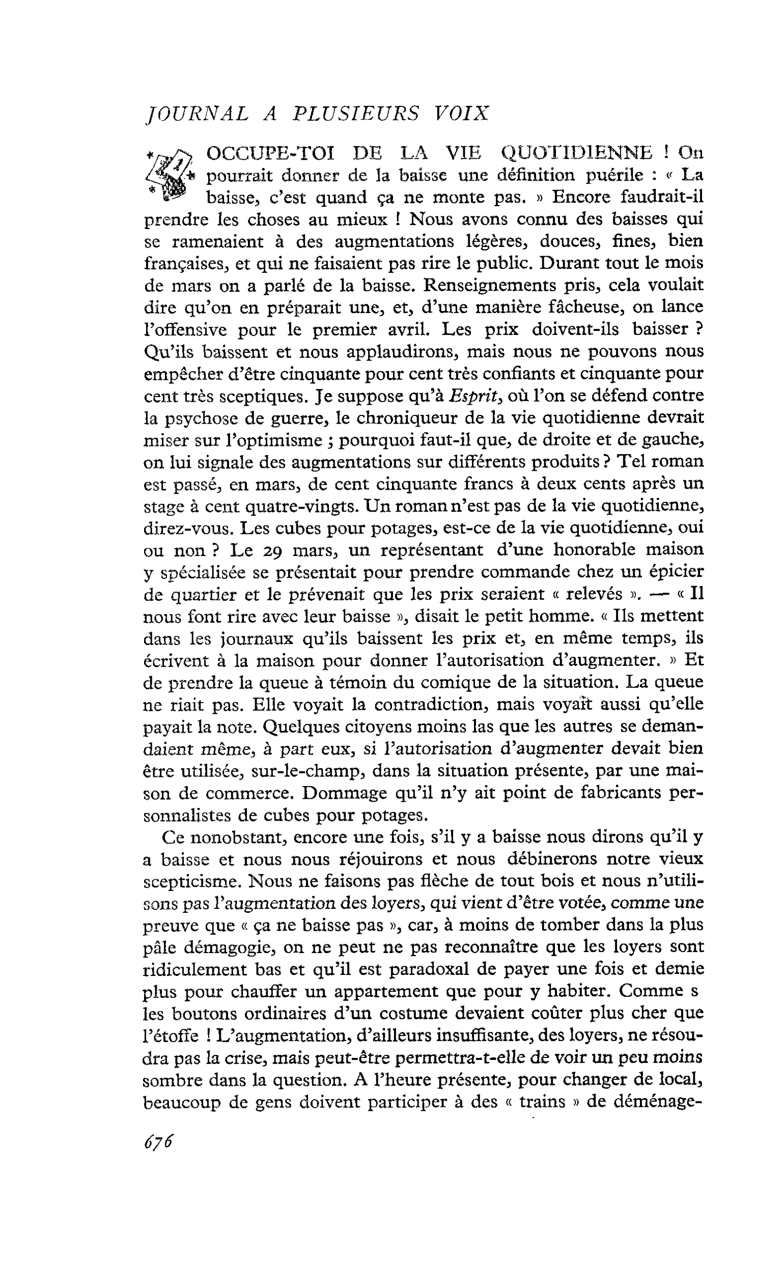 OCCUPE-TOI DE LA VIE QUOTIDIENNE !