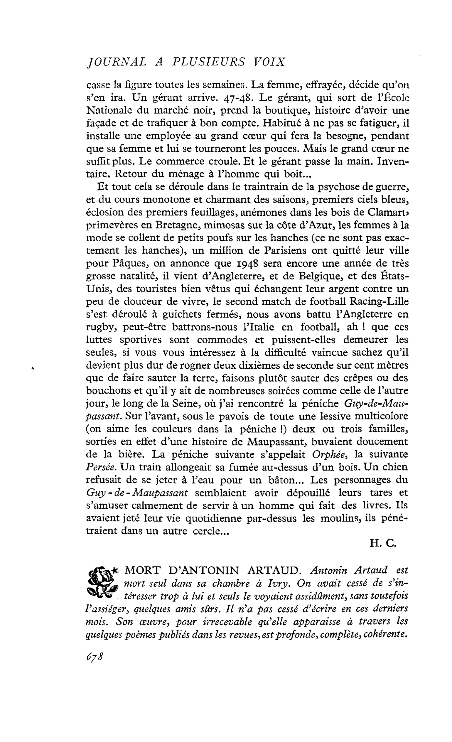 Mort d’Antonin Artaud