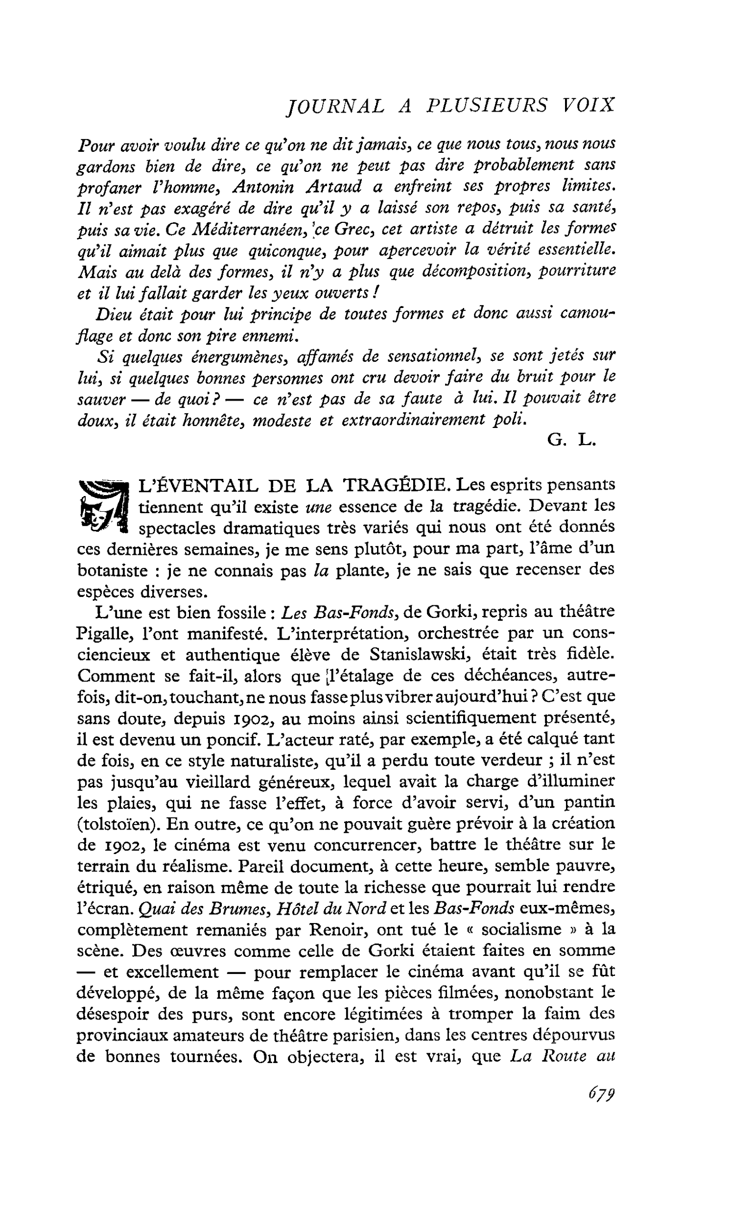 L’ÉVENTAIL DE LA TRAGÉDIE