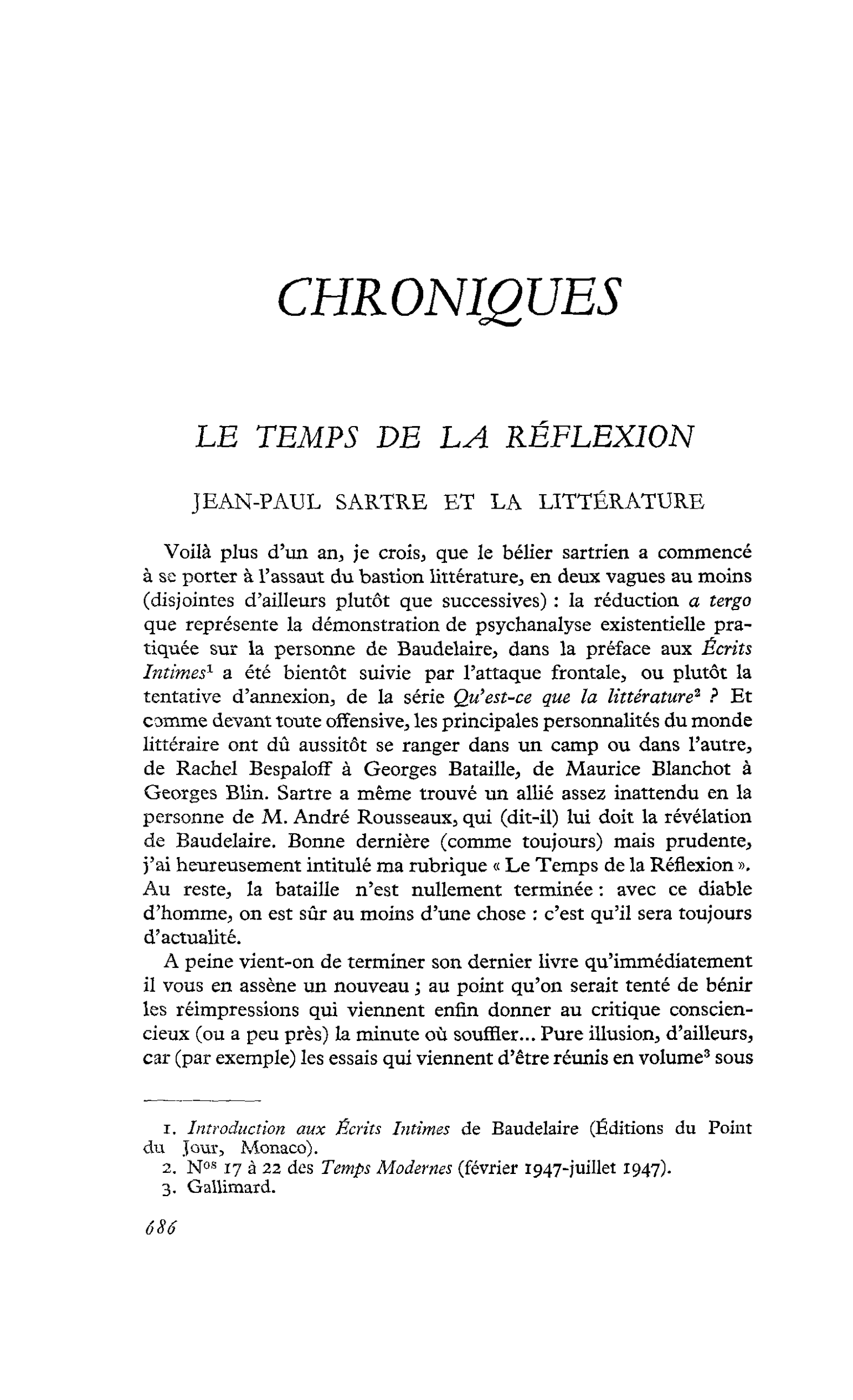 Le temps de la réflexion
