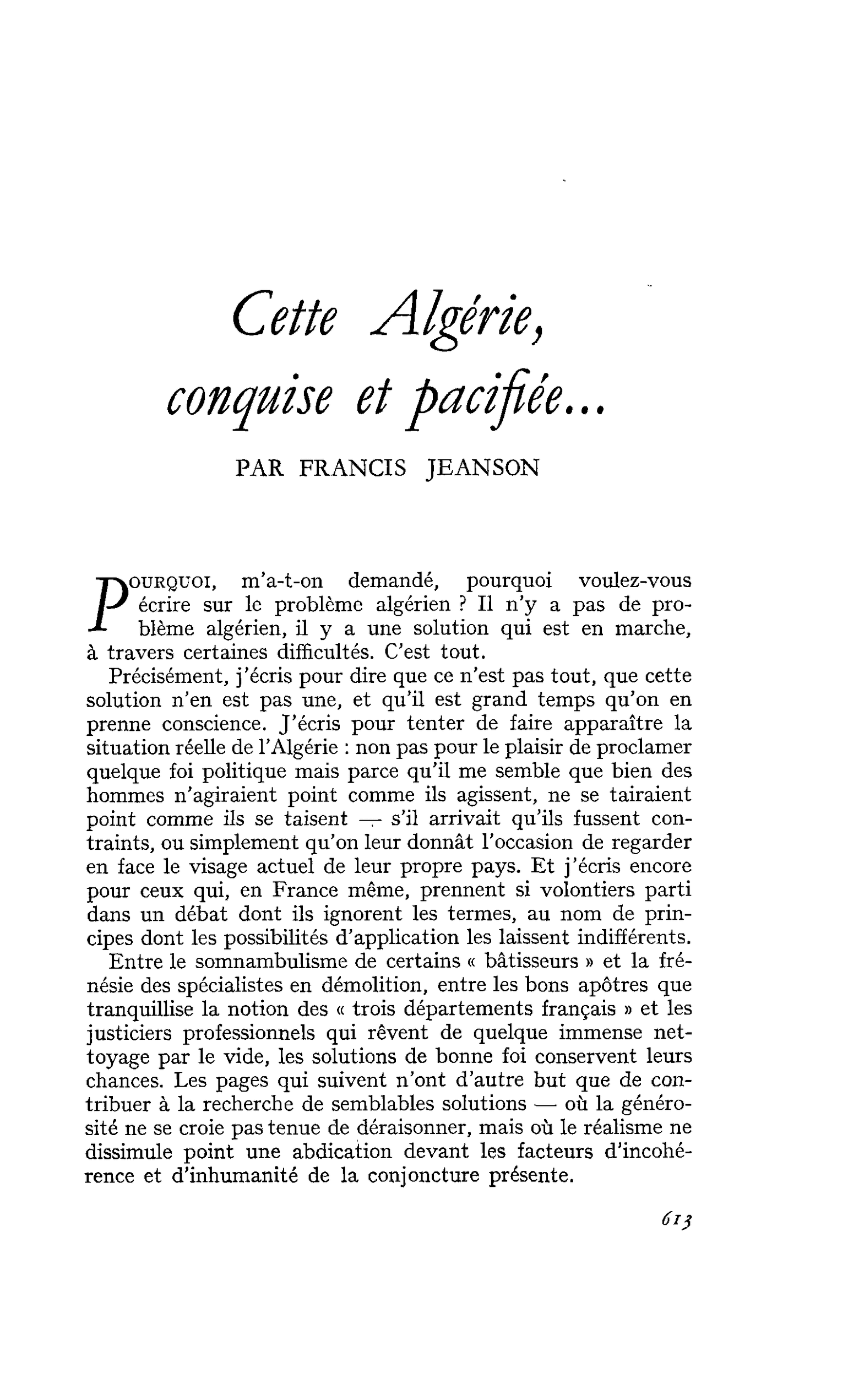 Cette Algérie, conquise et pacifiée…