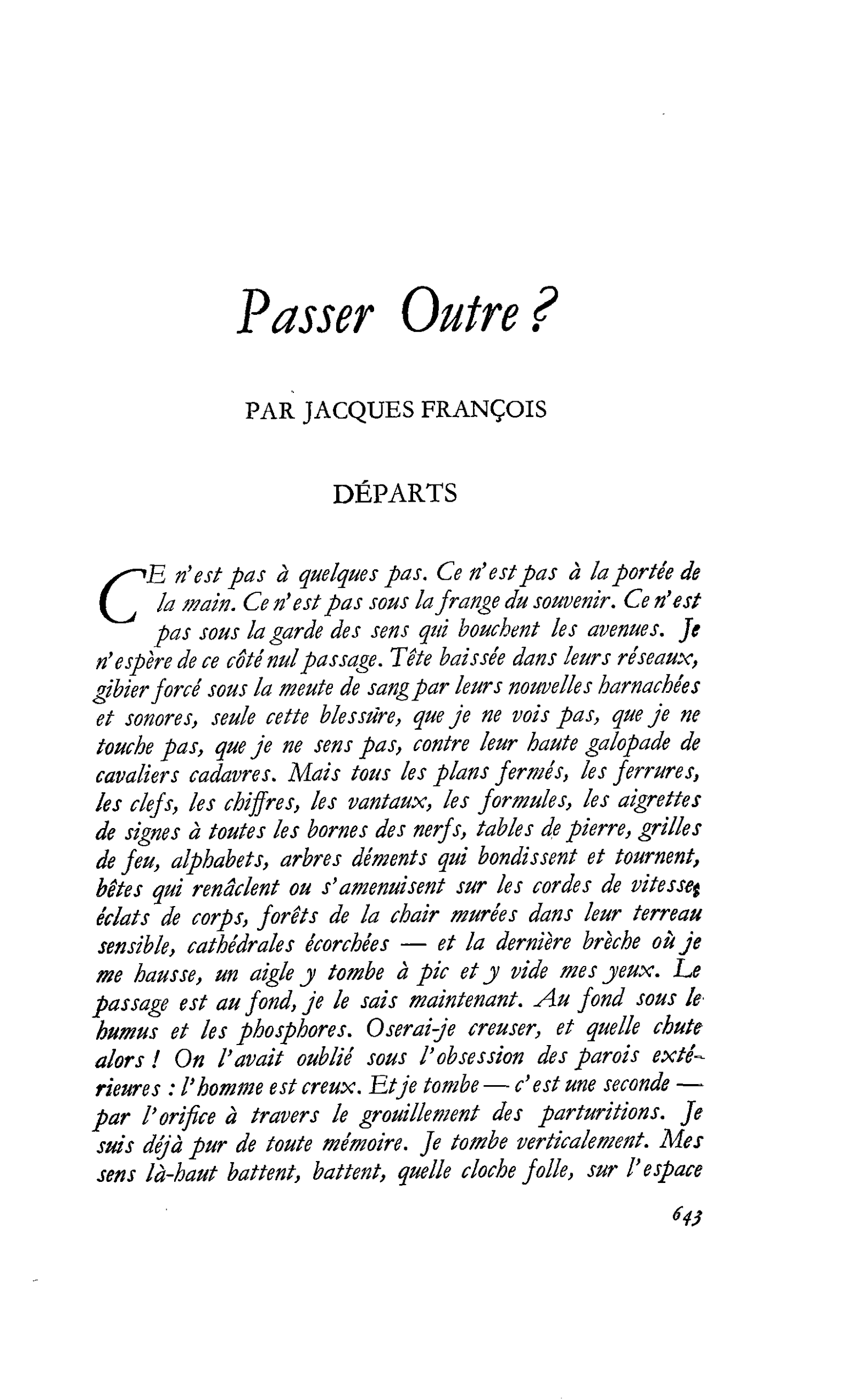 Passer Outre ?