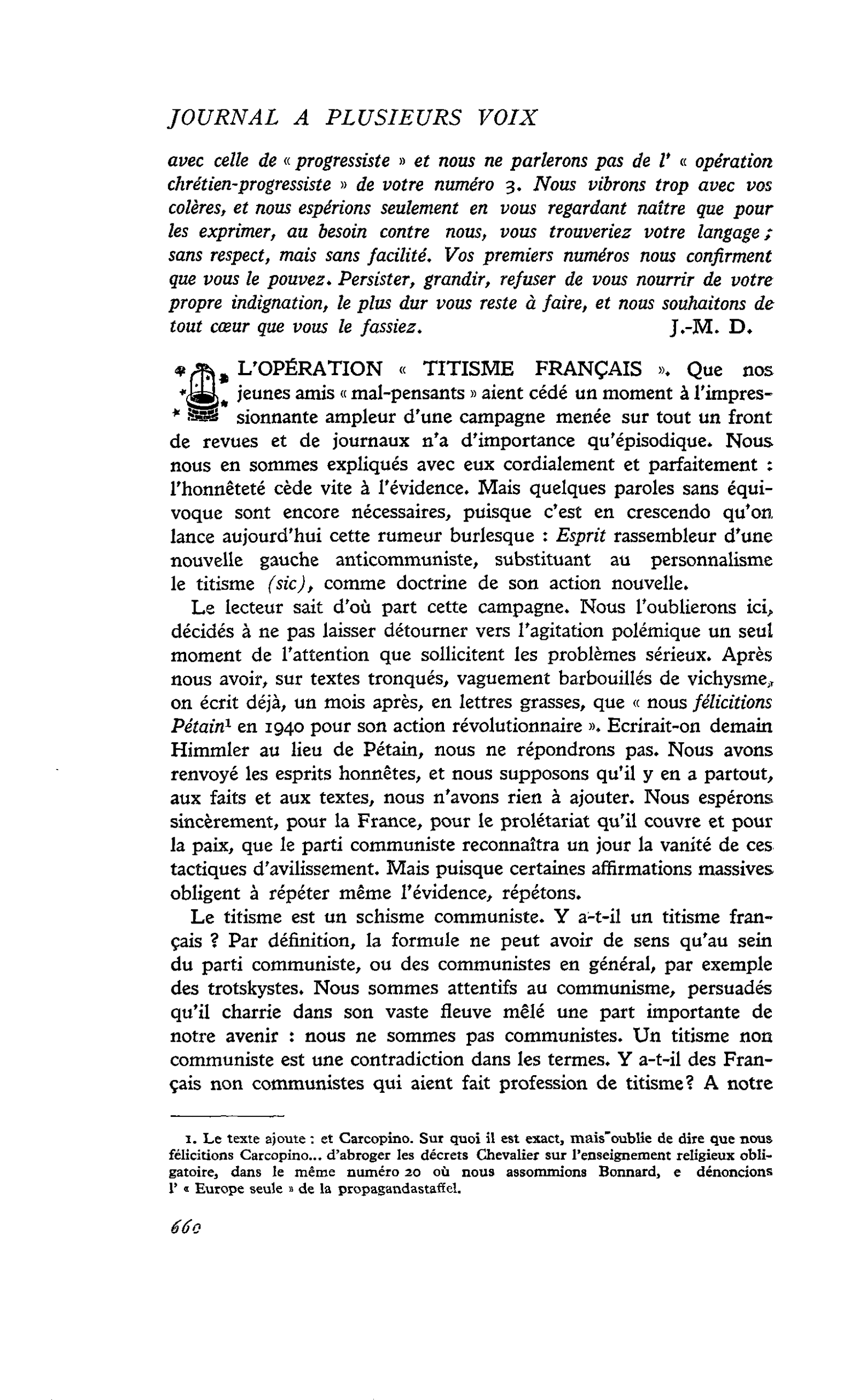 L’OPÉRATION « TITISME FRANÇAIS »