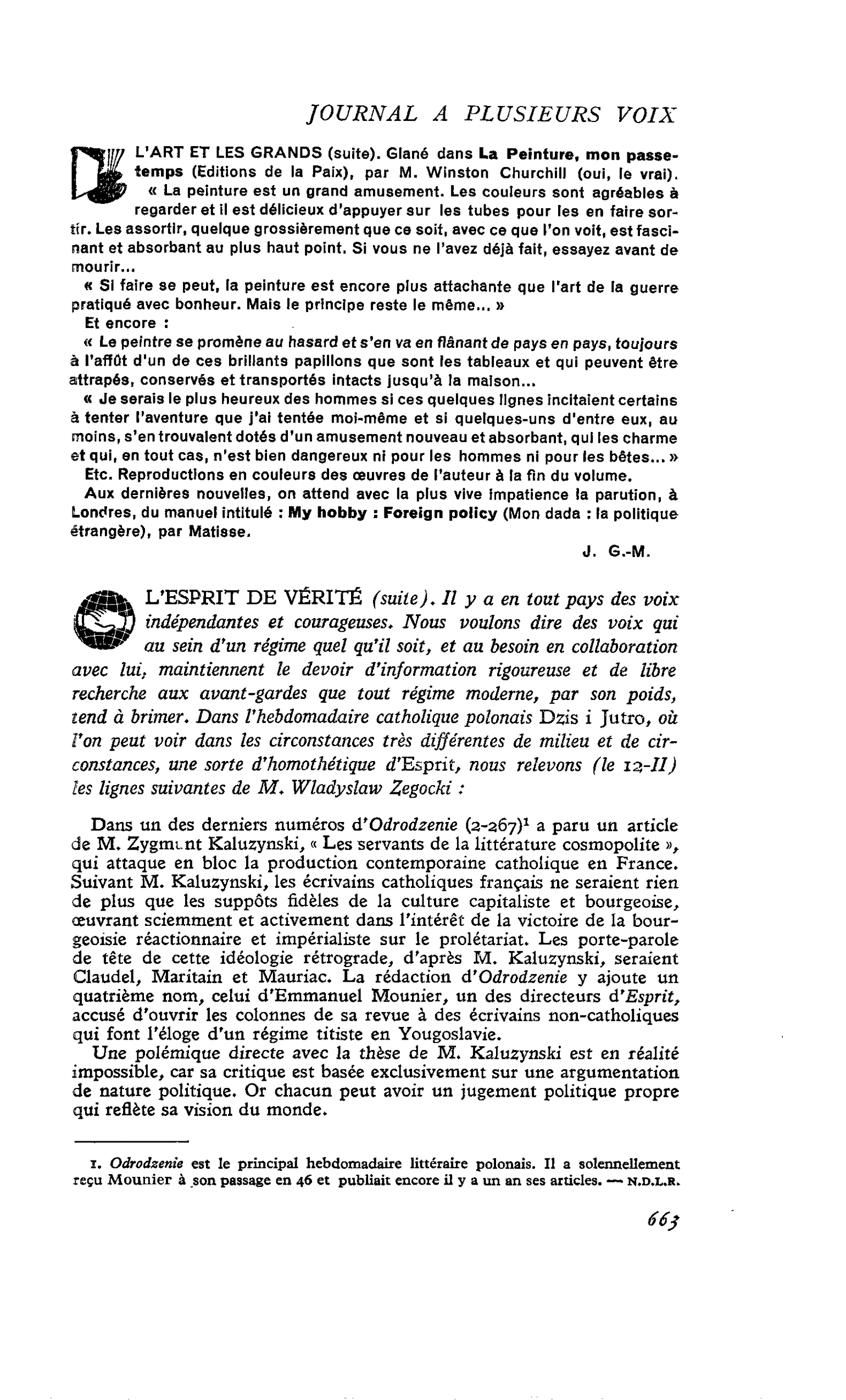 L’ESPRIT DE VÉRITÉ (suite)