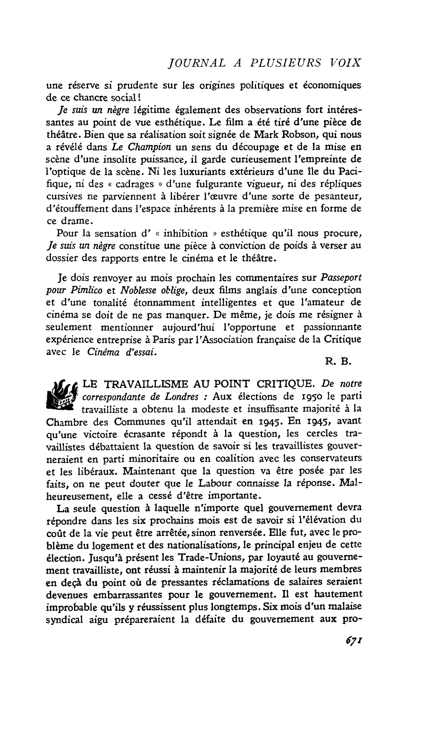 LE TRAVAILLISME AU POINT CRITIQUE