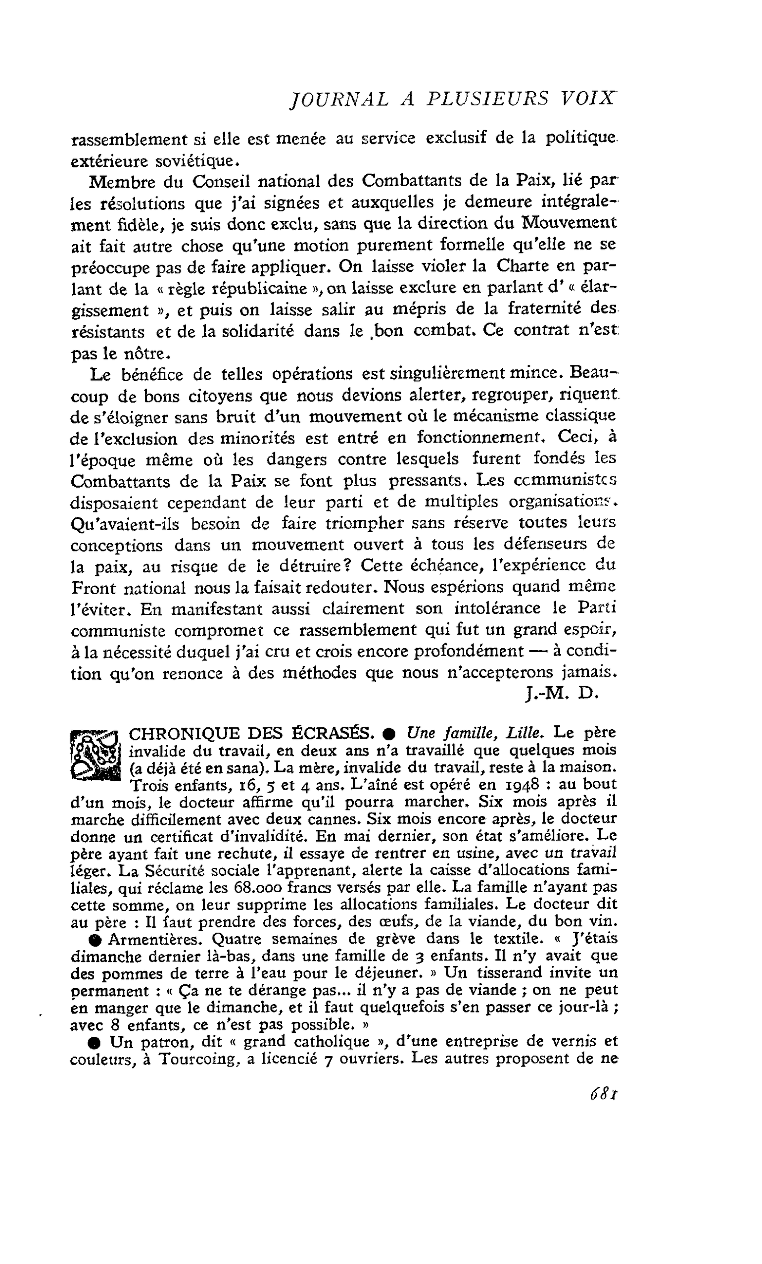 CHRONIQUE DES ÉCRASÉS