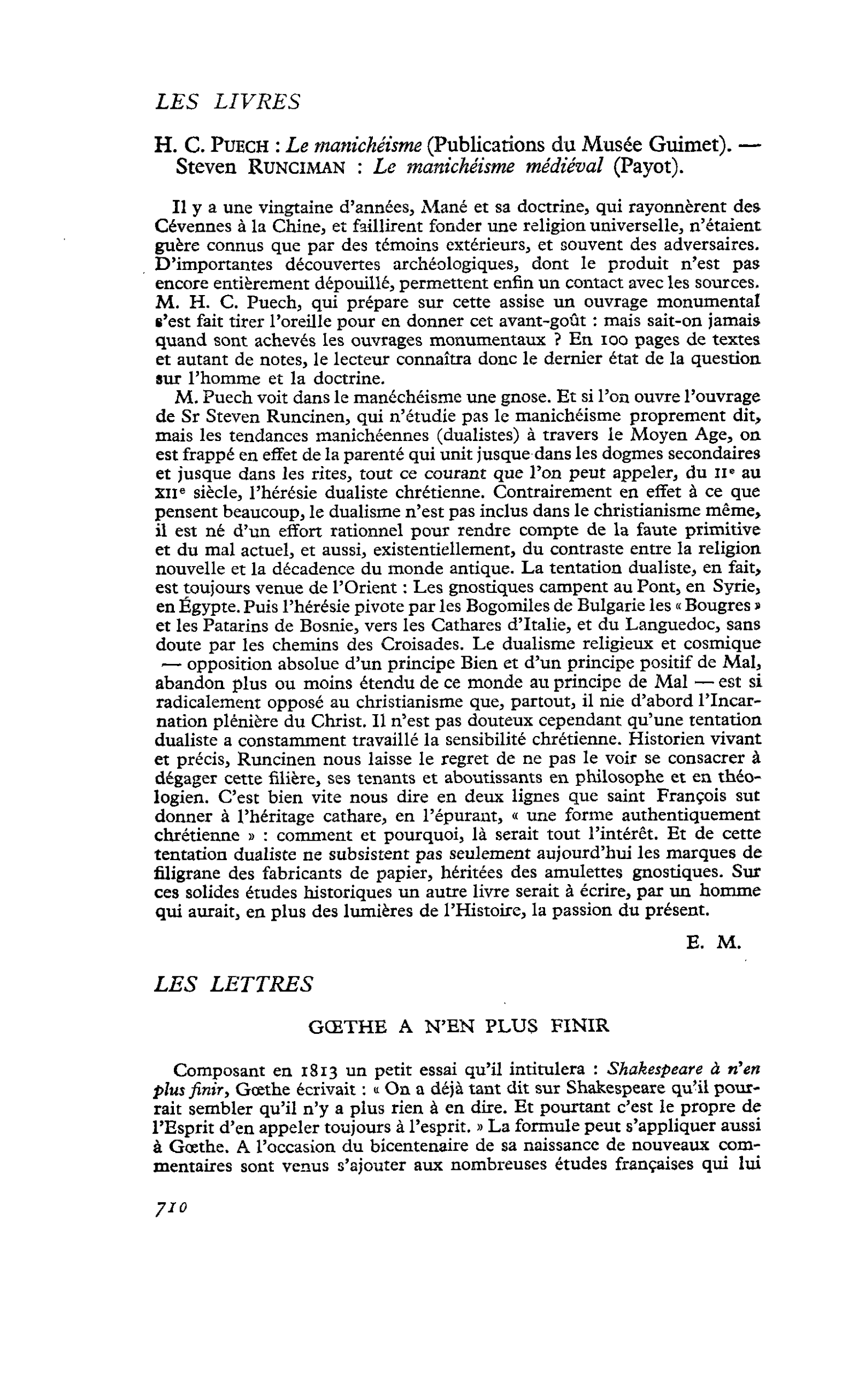 GOETHE A N’EN PLUS FINIR