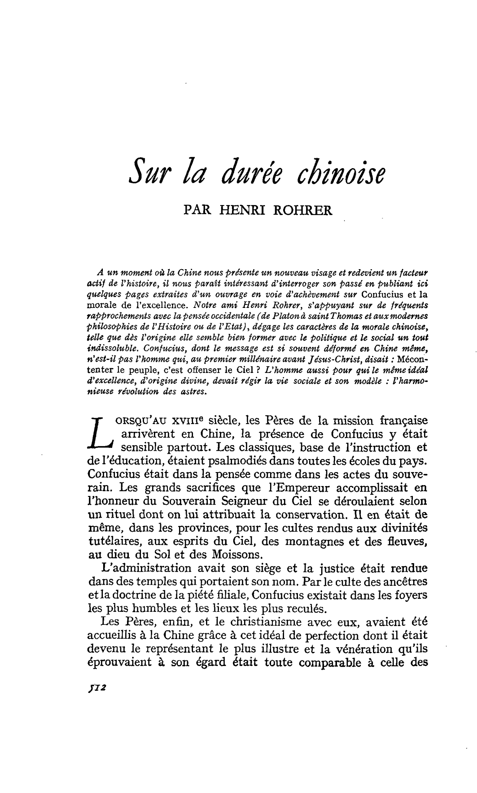 Sur la durée chinoise