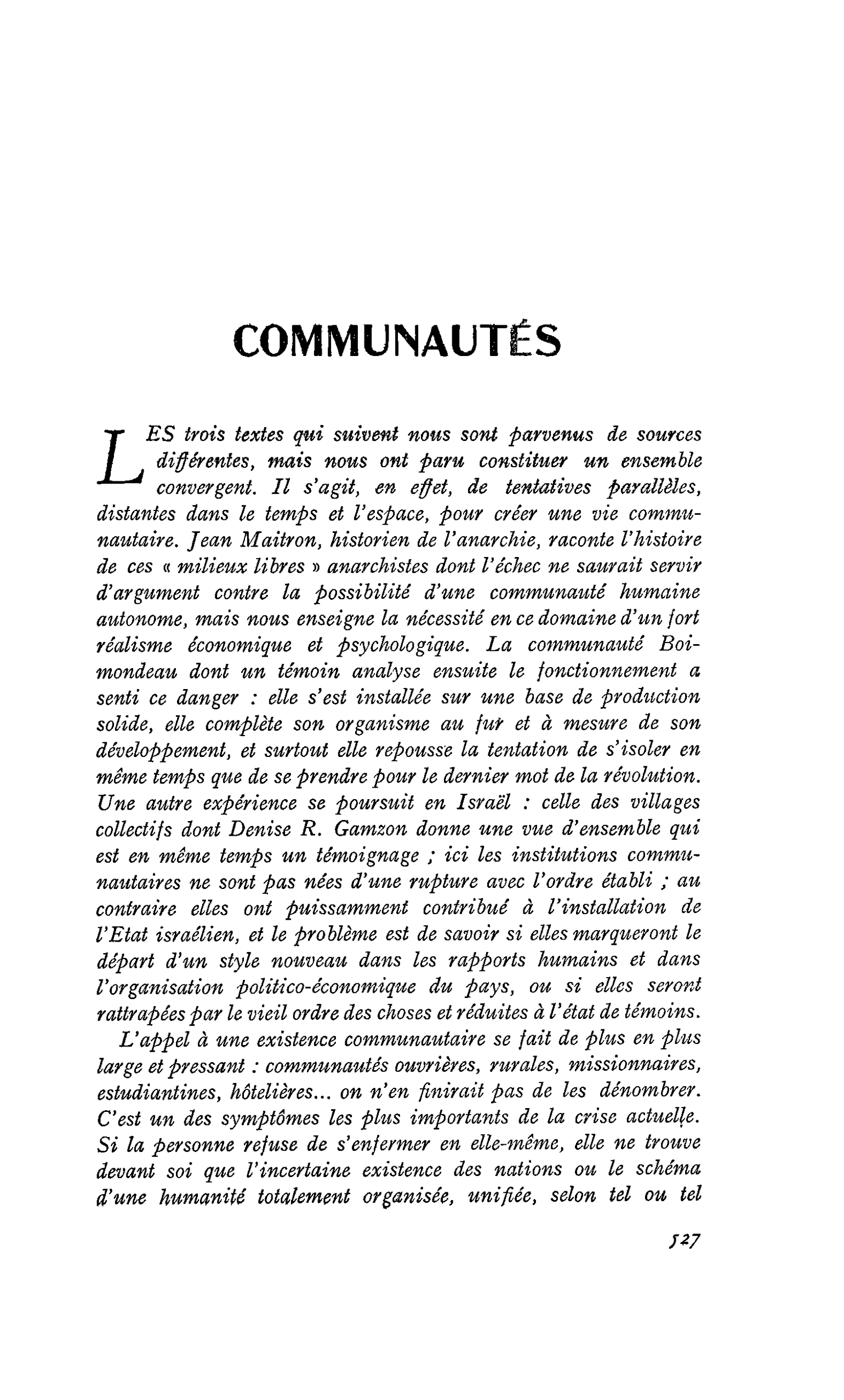 COMMUNAUTÉS