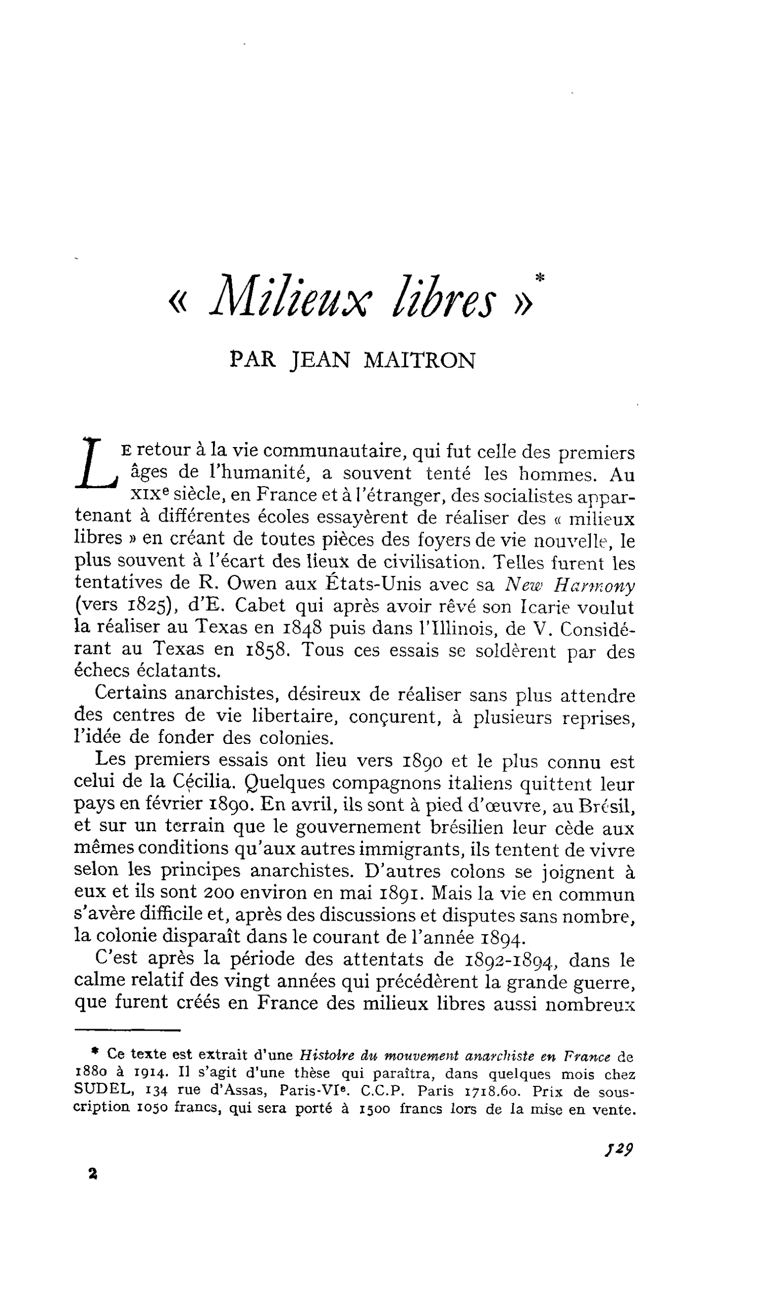 « Milieux libres »