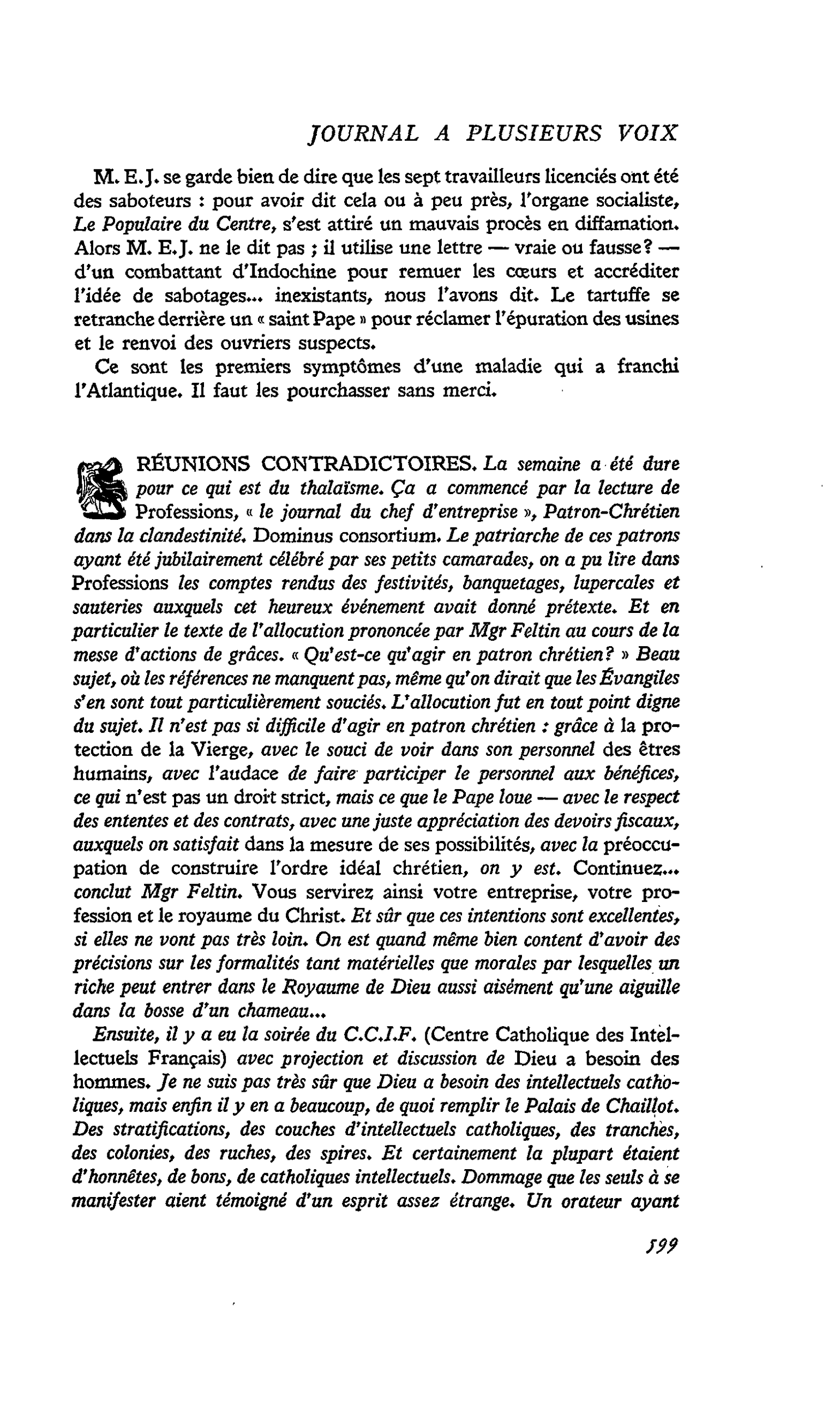 RÉUNIONS CONTRADICTOIRES