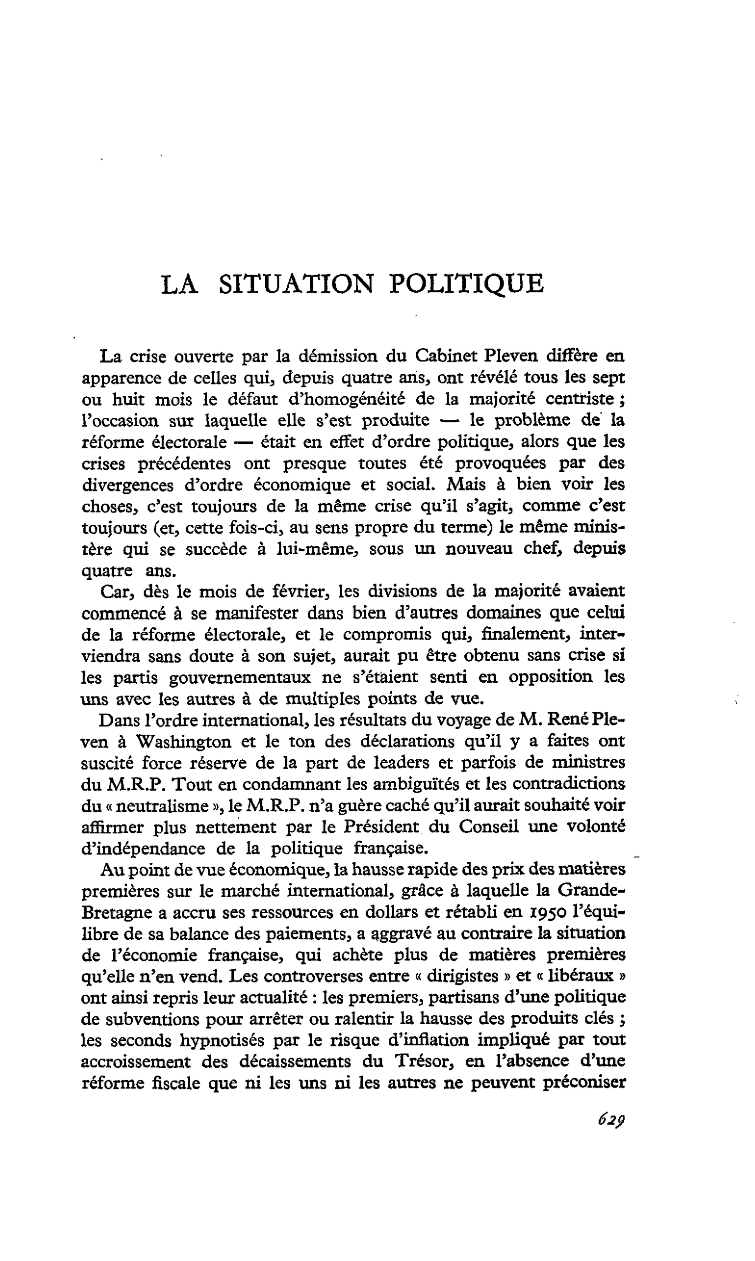 La situation politique