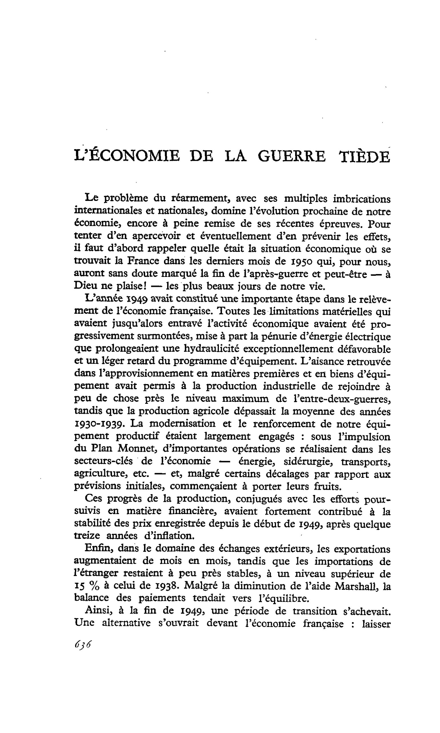 L’ÉCONOMIE DE LA GUERRE TIÈDE