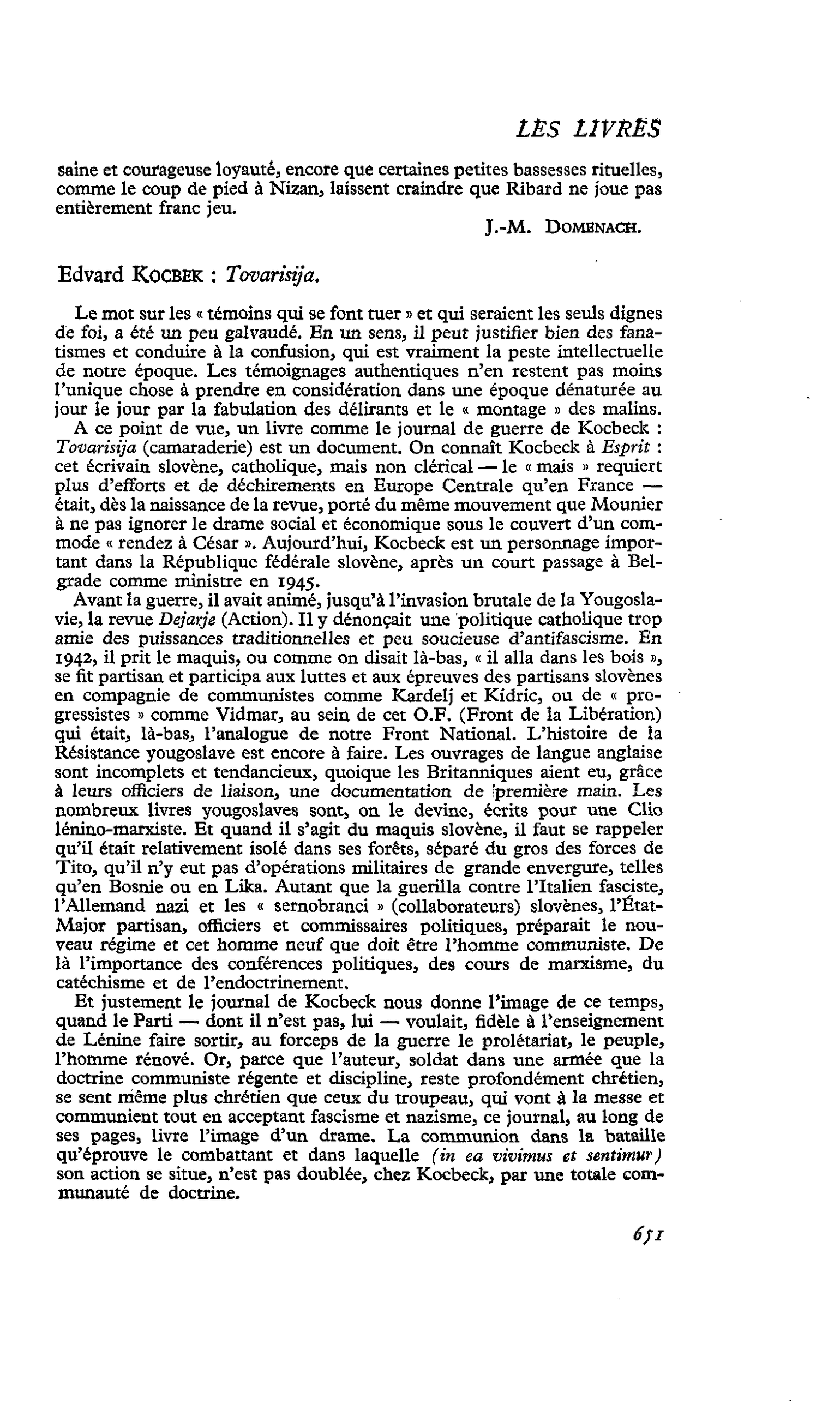 Edvard Kocbek : Tovarisija