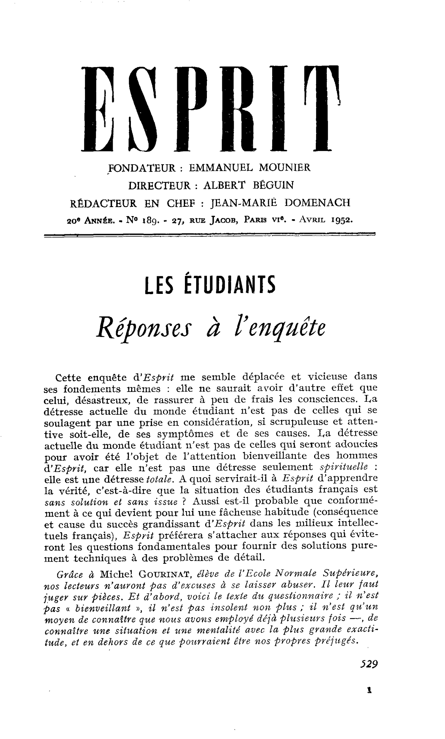 Réponses à l’enquête