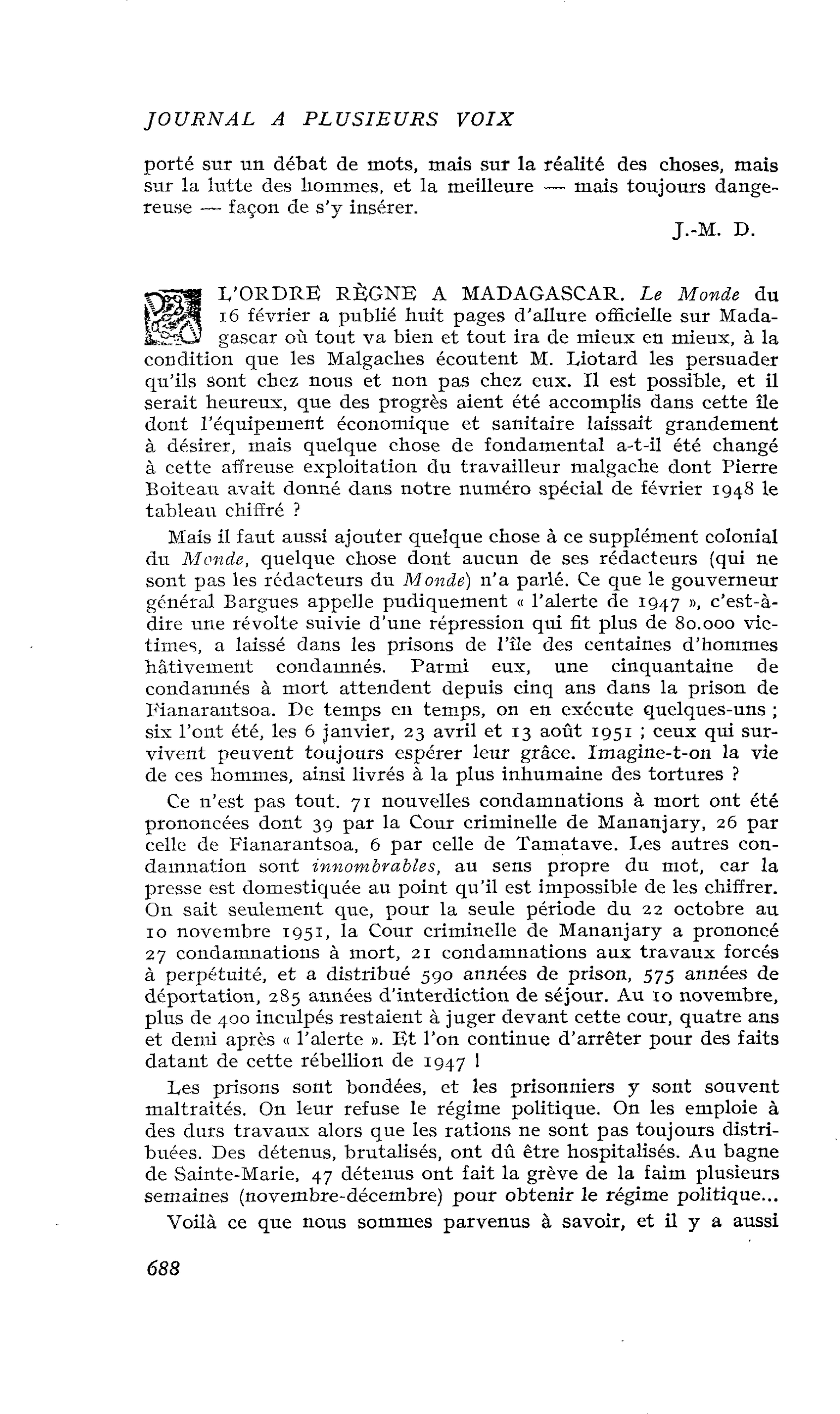 L’ORDRE RÈGNE A MADAGASCAR
