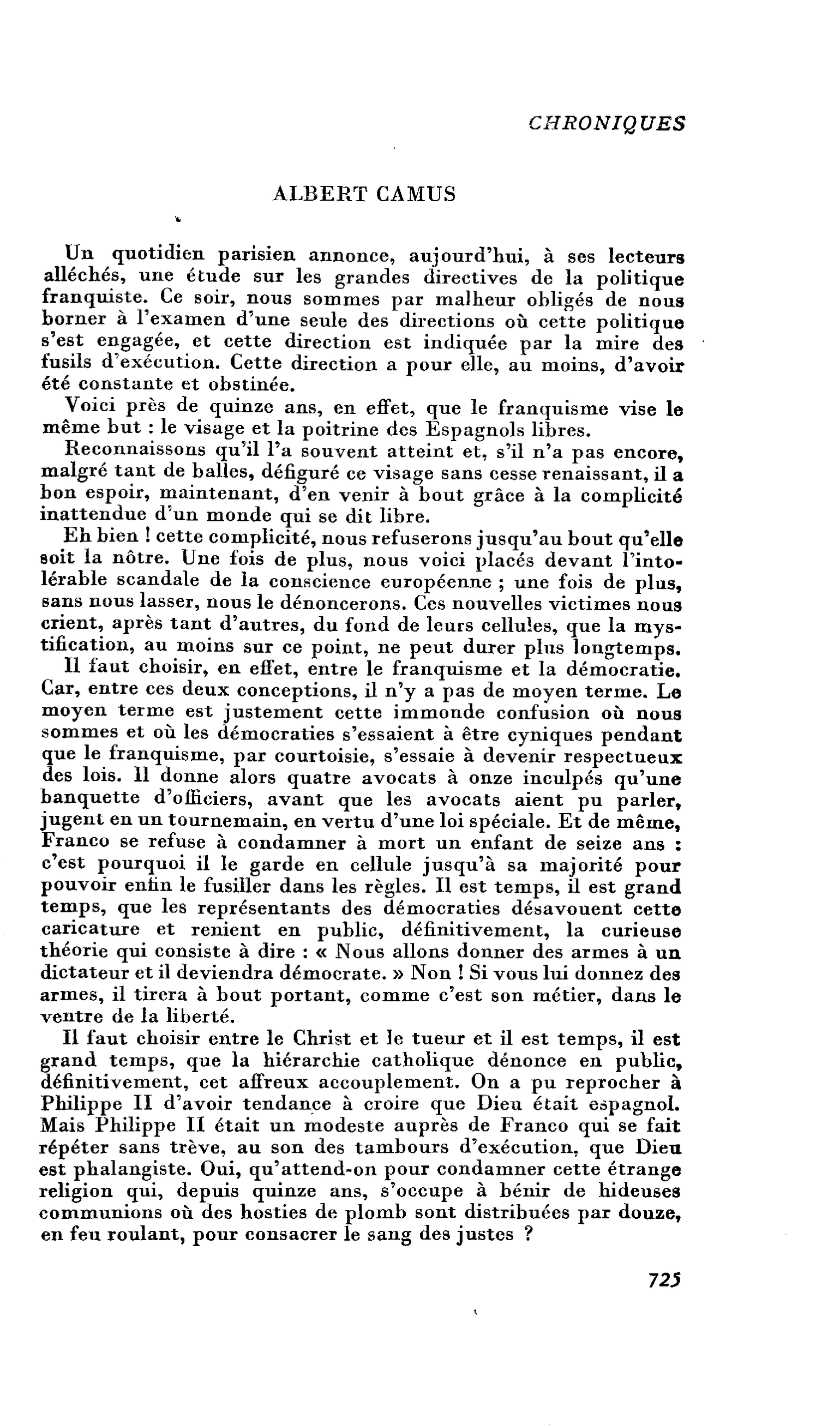 Appel pour des condamnés à mort : Albert Camus