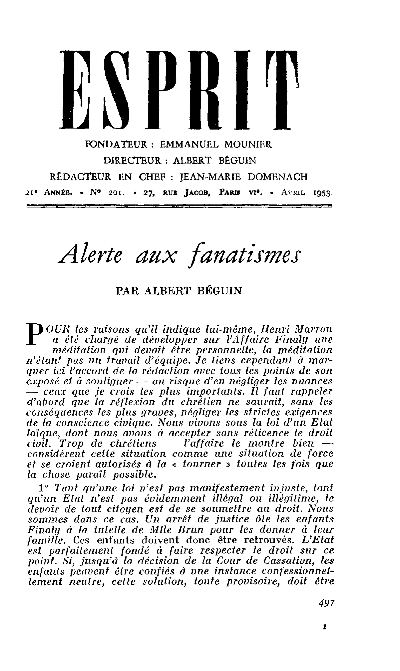 Alerte aux fanatismes