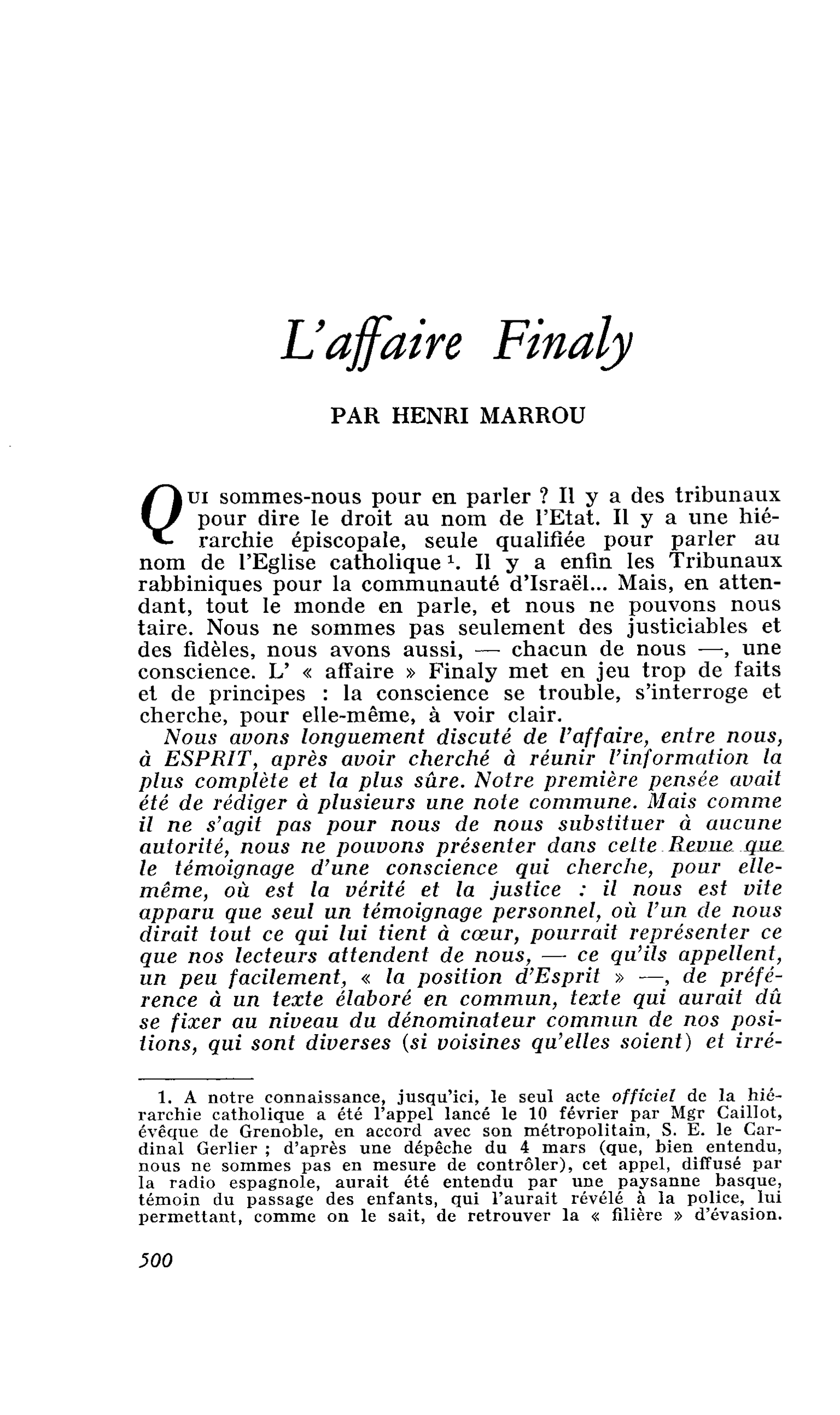 L’affaire Finaly