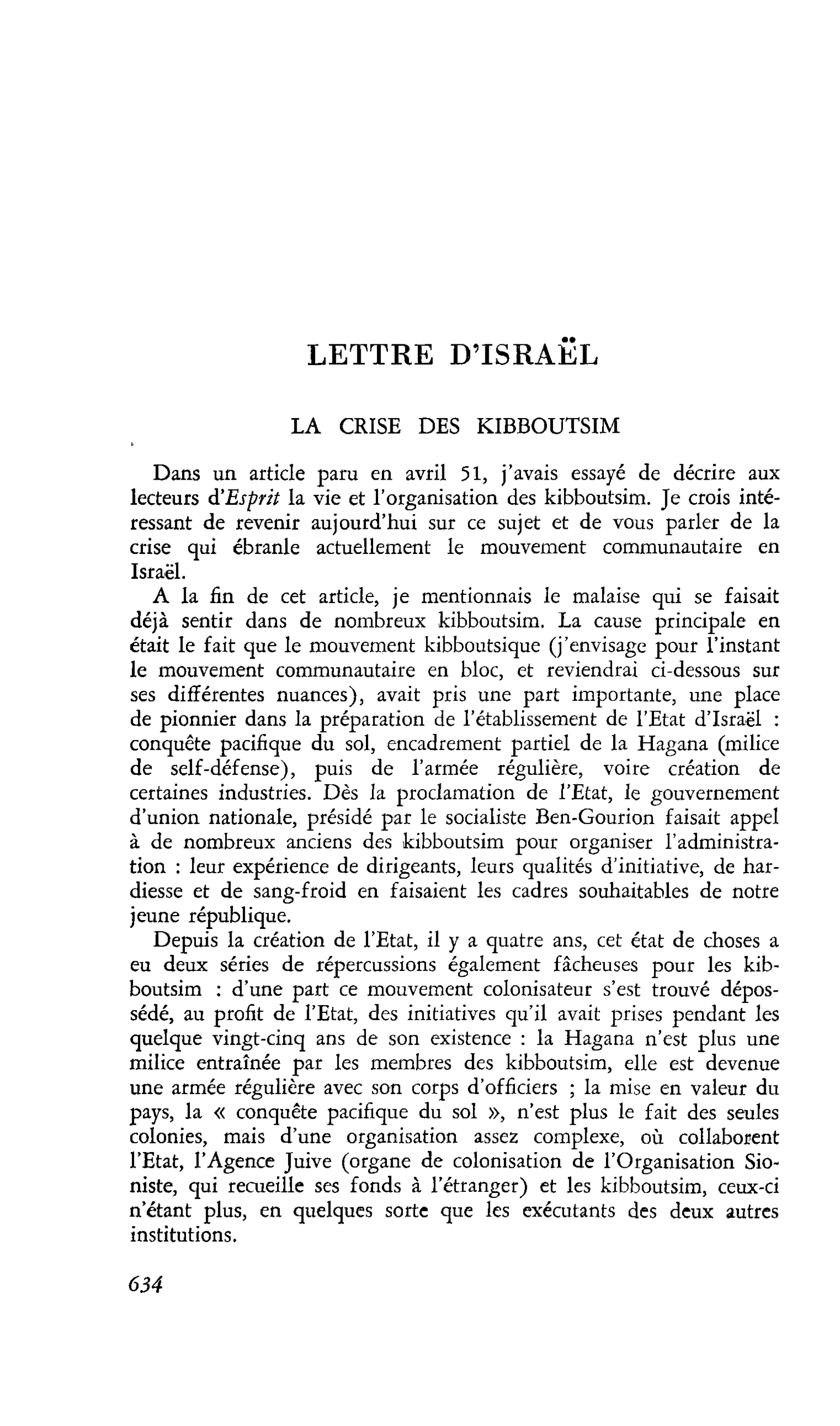 LETTRE D’ISRAËL