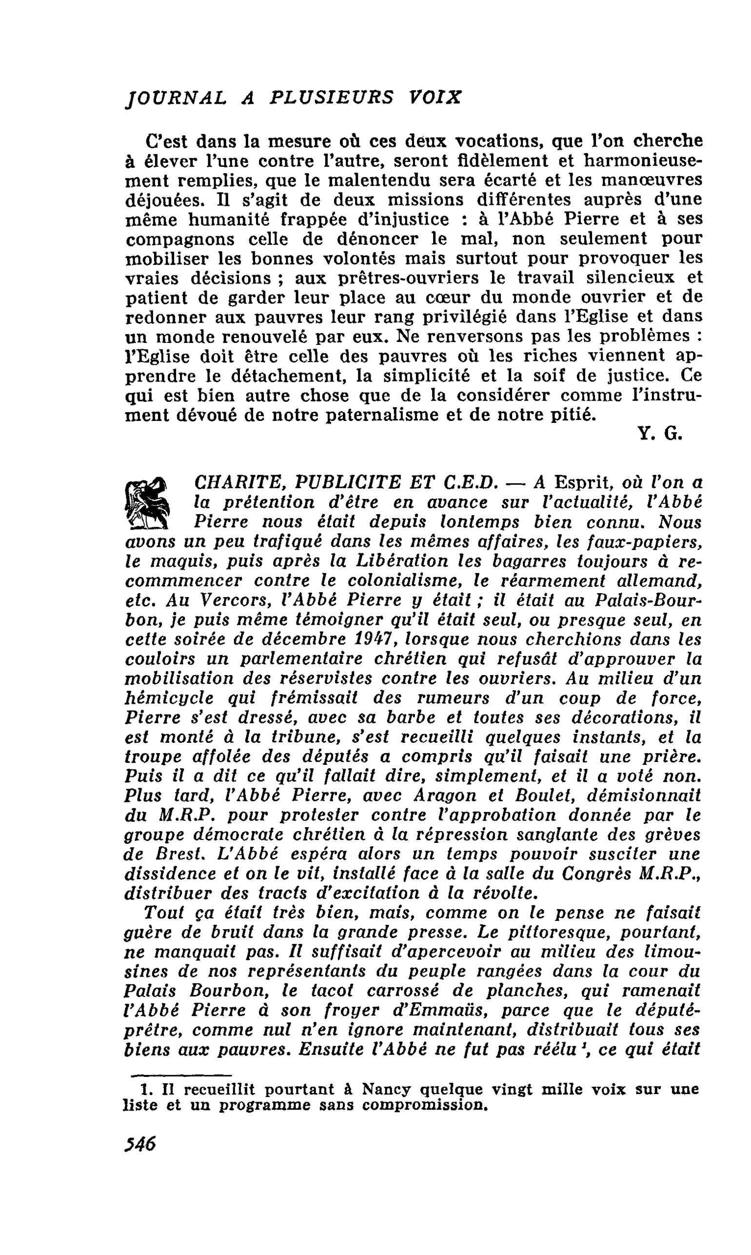 CHARITE, PUBLICITE ET C.E.D.