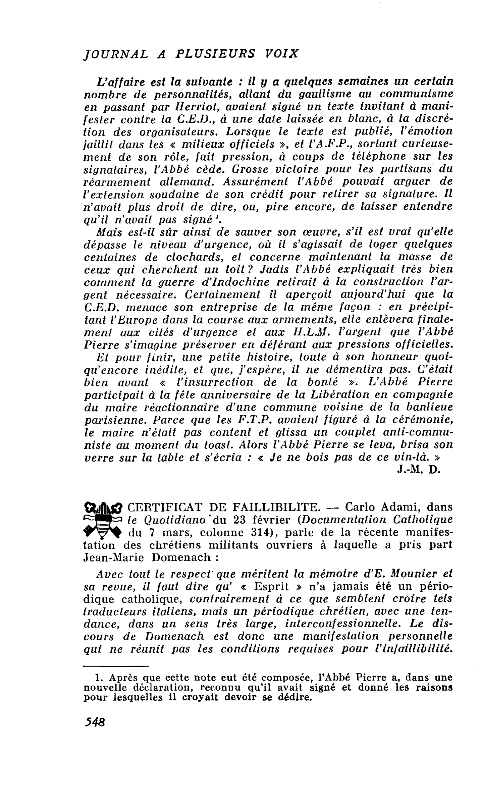 CERTIFICAT DE FAILLIBILITE
