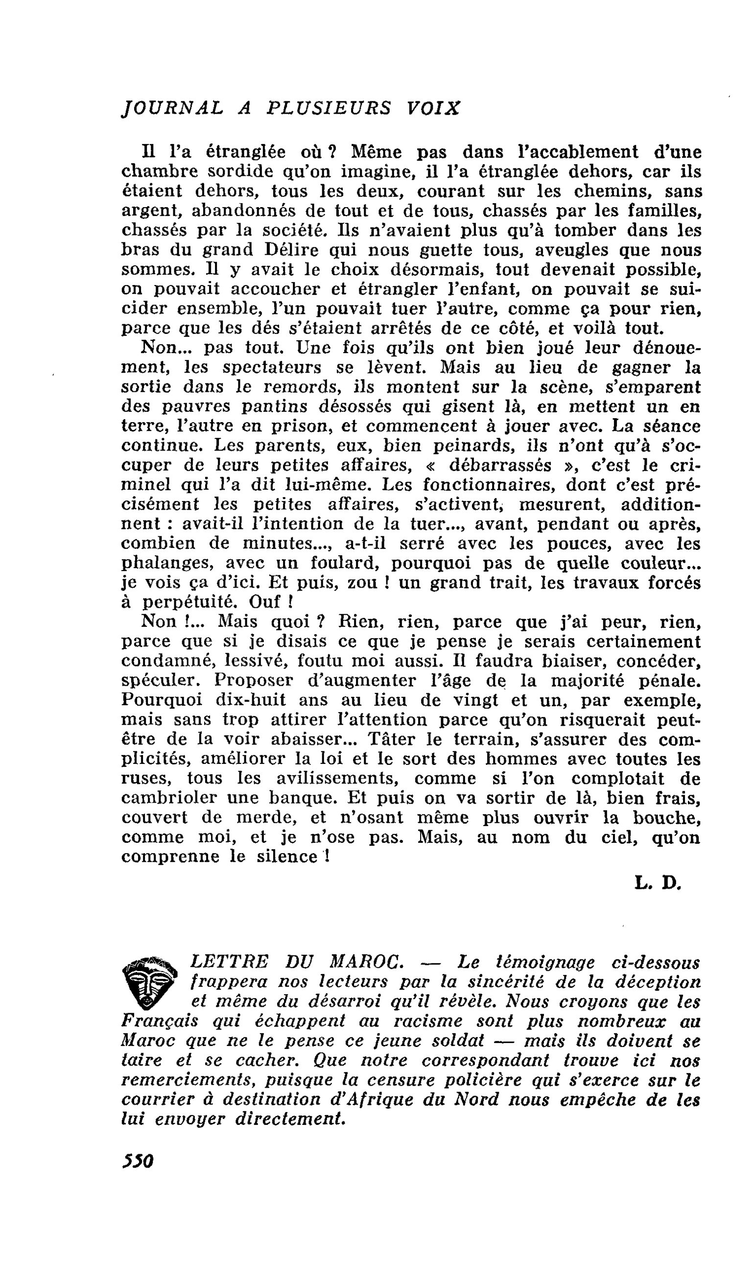 LETTRE DU MAROC