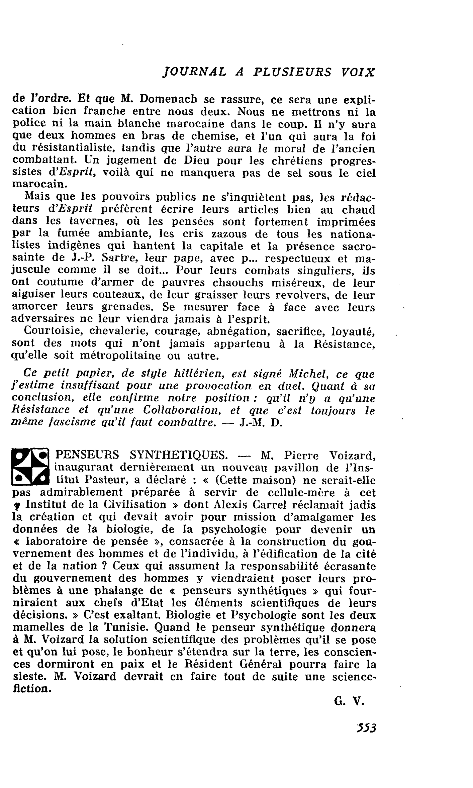 PENSEURS SYNTHETIQUES