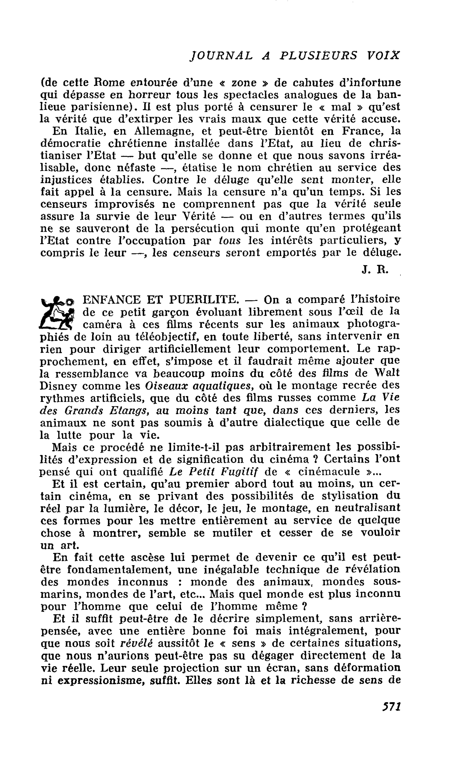 ENFANCE ET PUERILITE