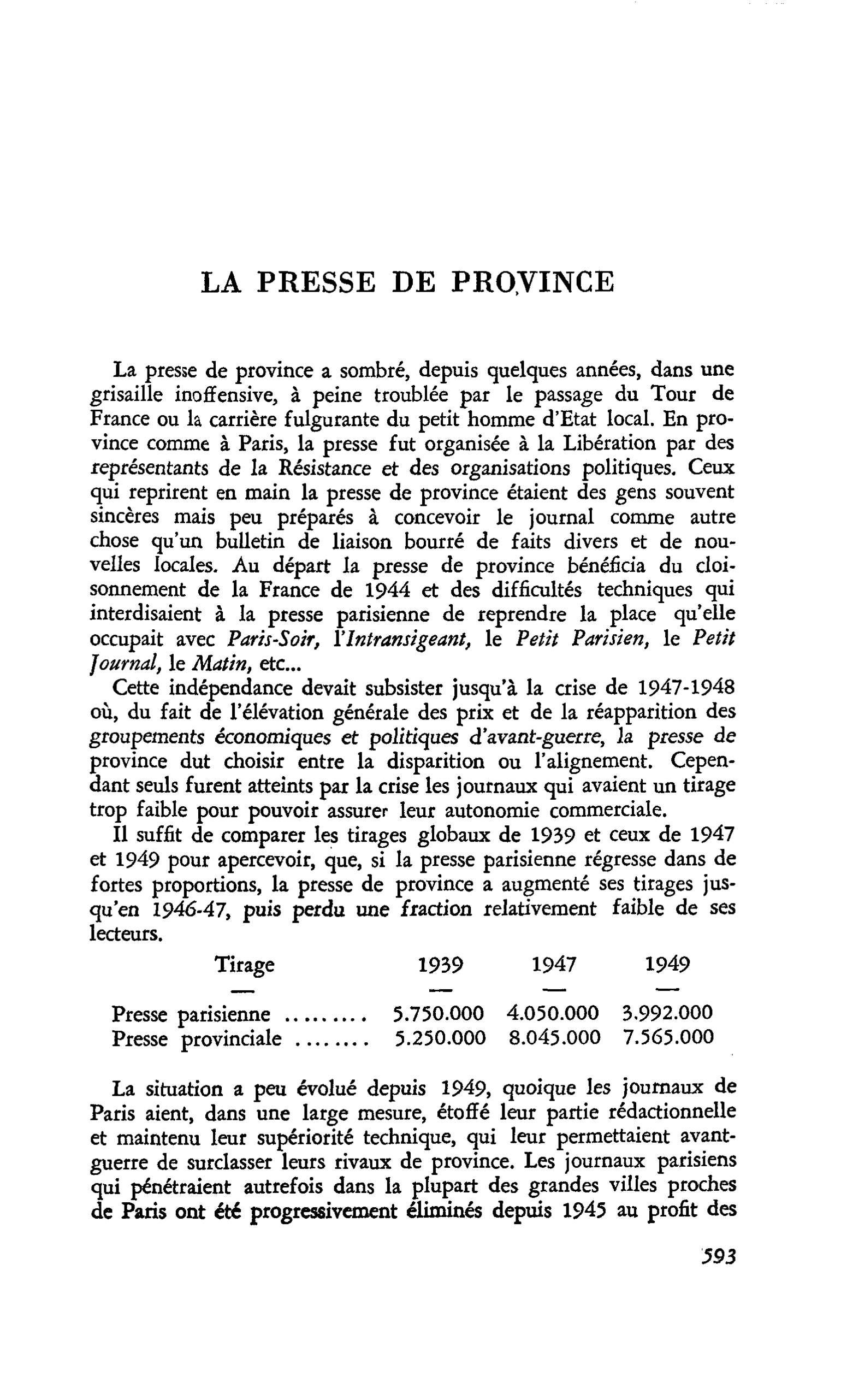 LA PRESSE DE PROVINCE