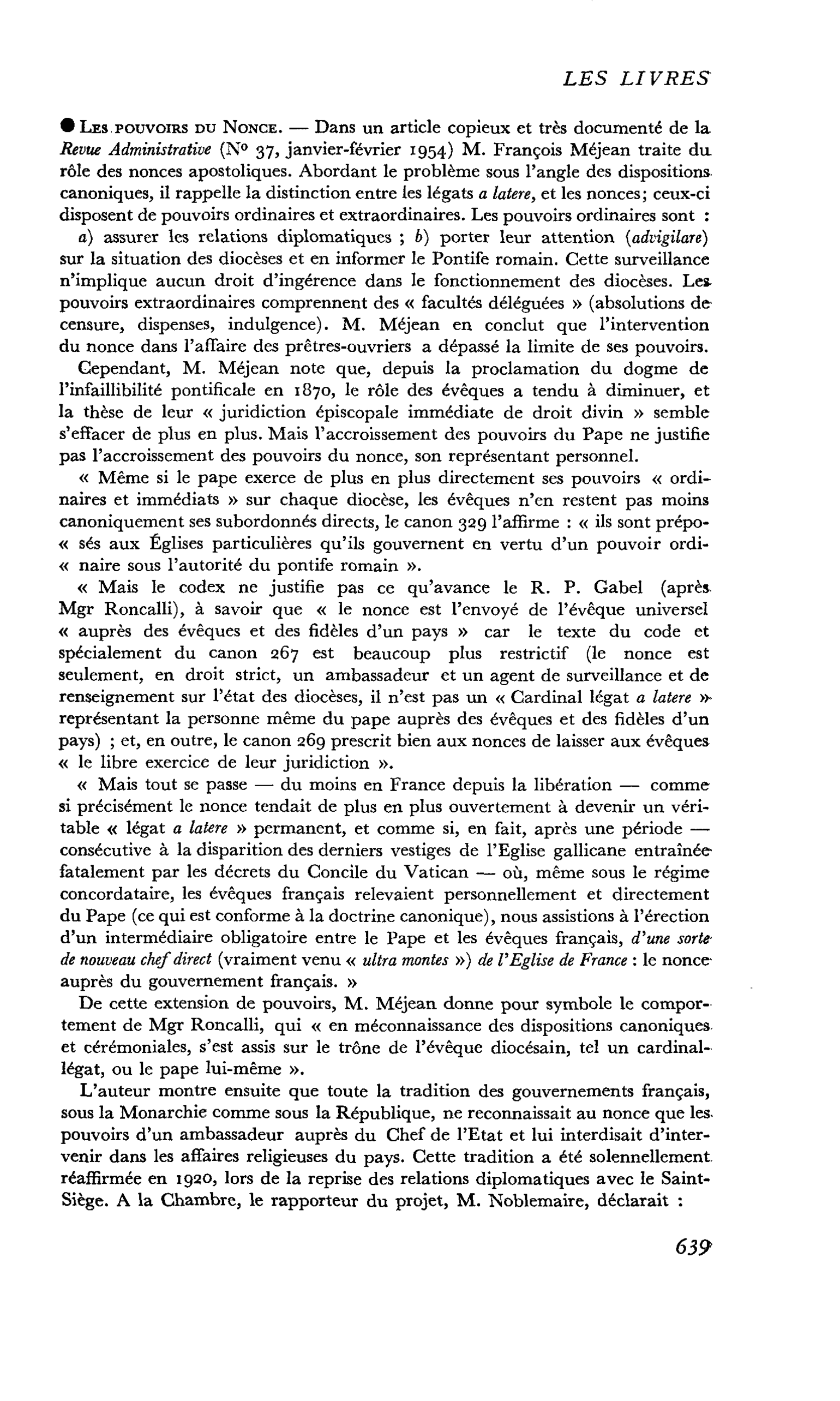 Les pouvoirs du Nonce