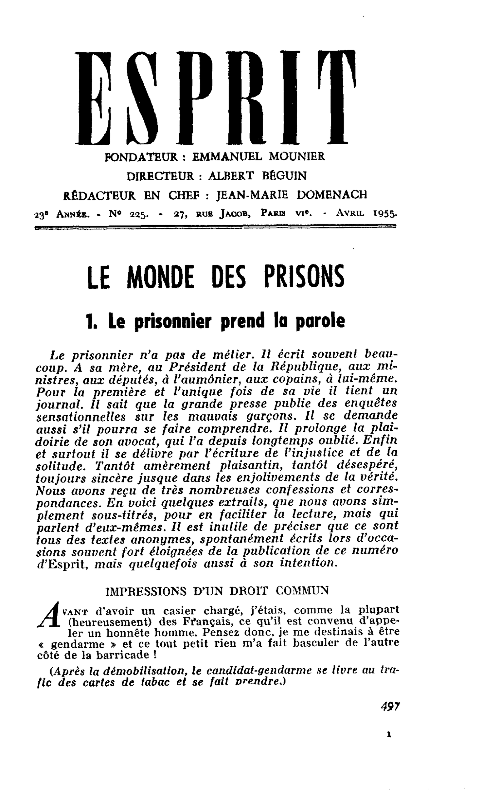 1. Le prisonnier prend la parole