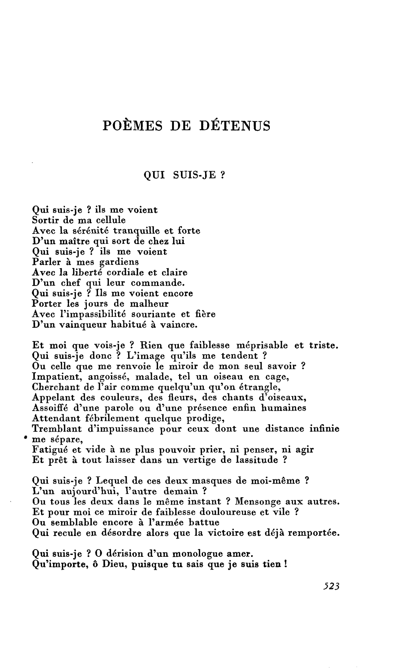 POÈMES DE DÉTENUS